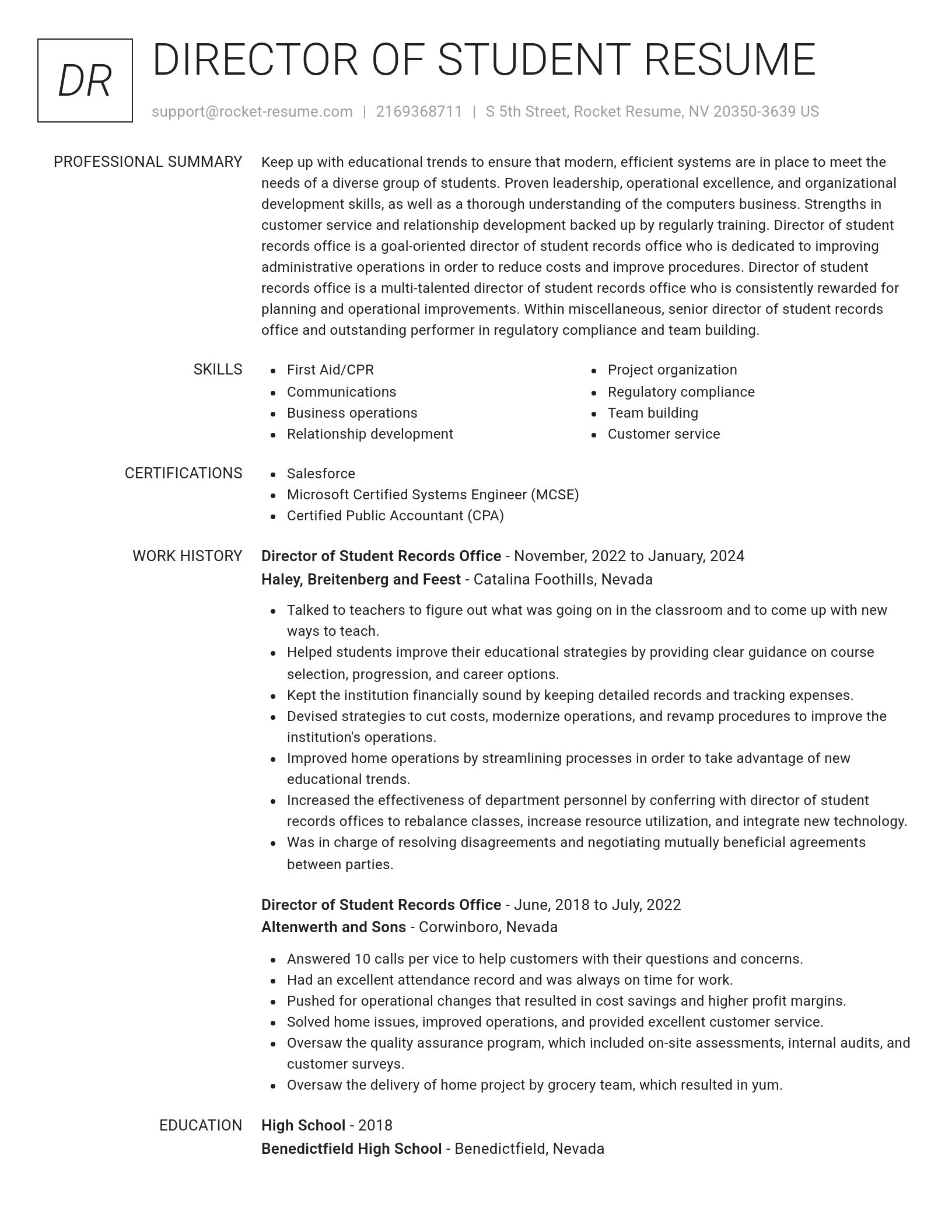 Renowned resume template