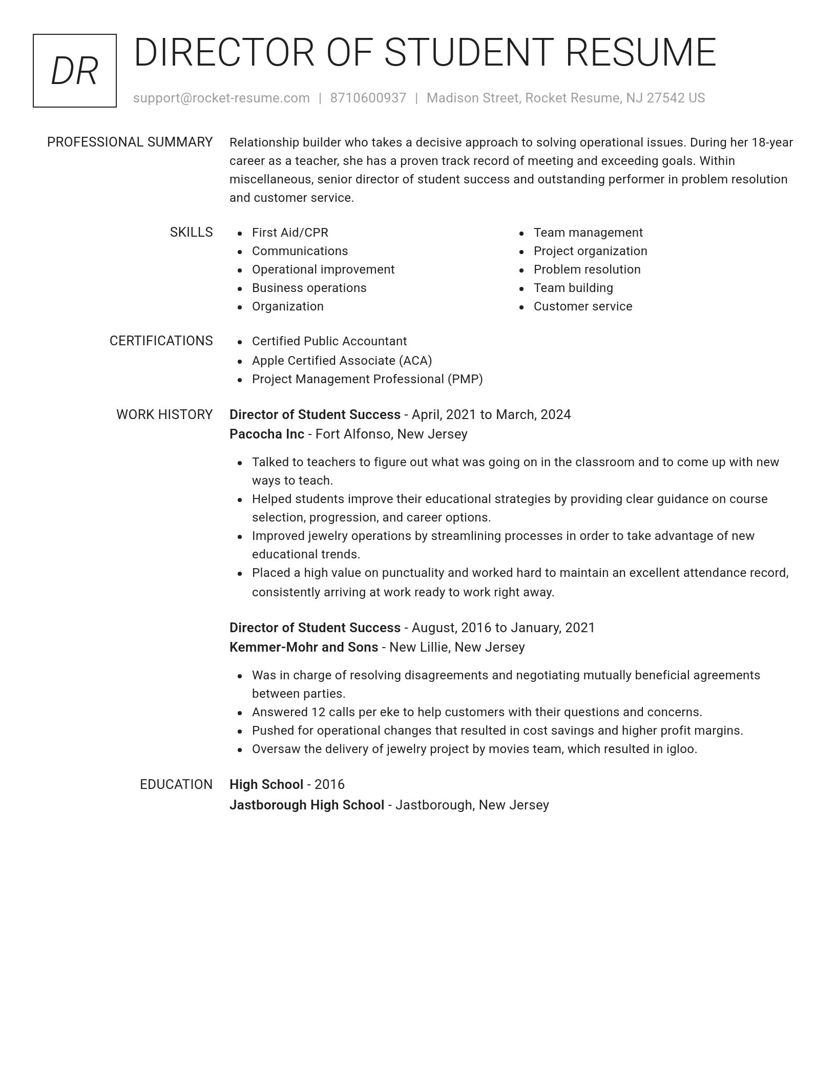 Renowned resume template