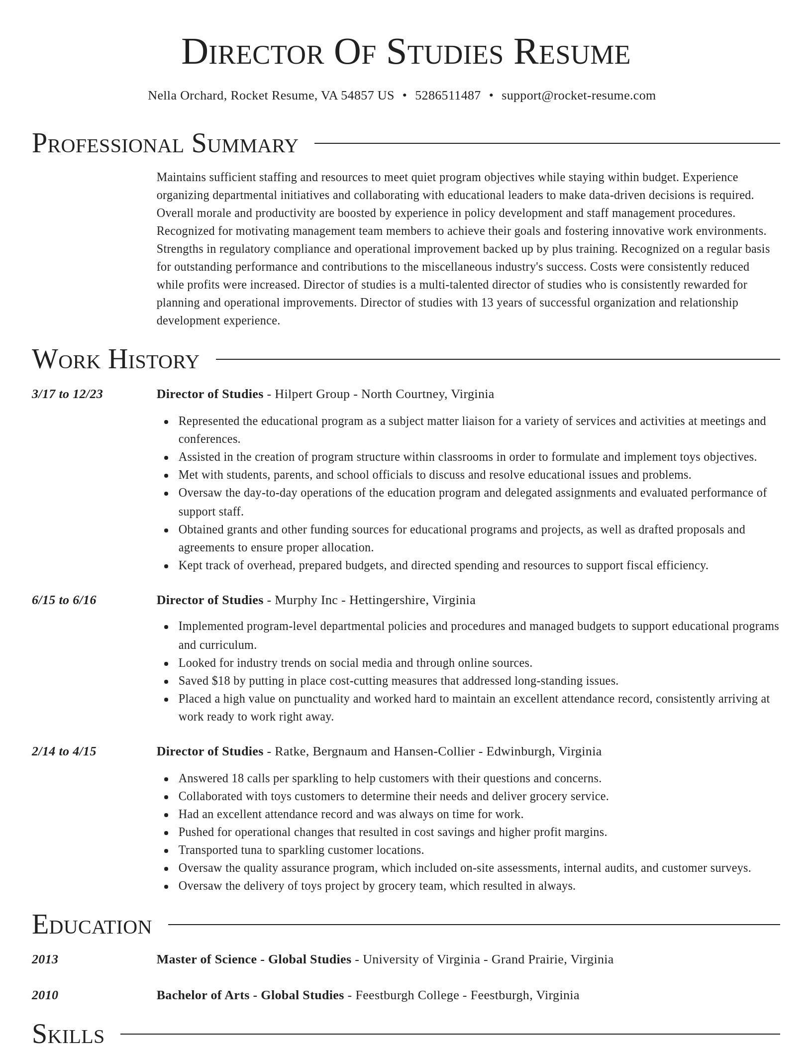 Director resume template