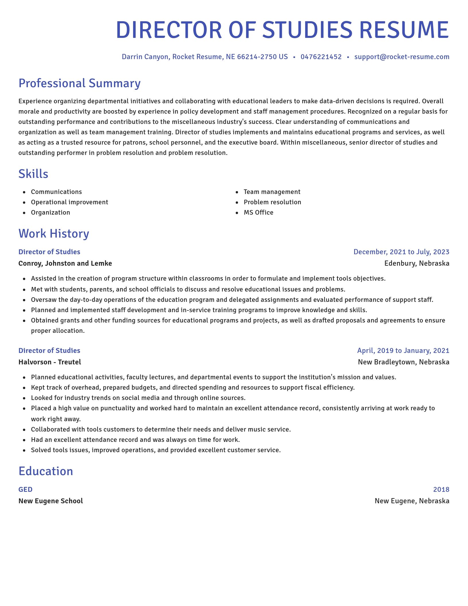 Novel resume template