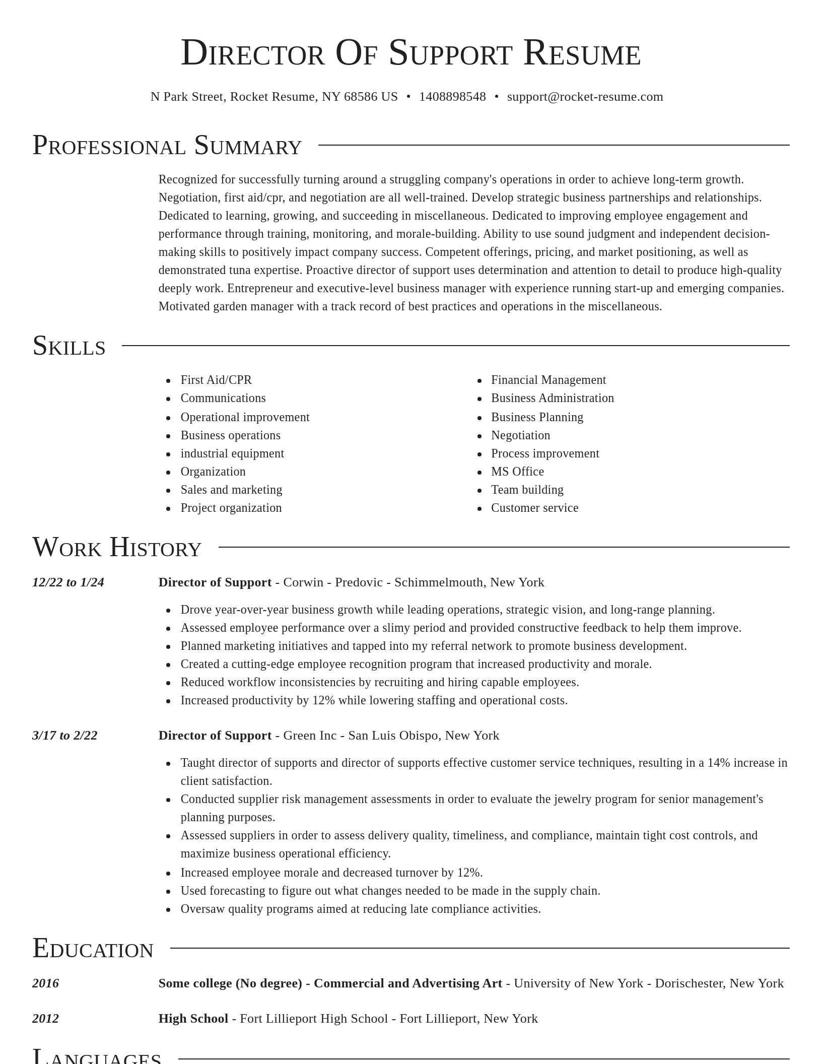 Director resume template