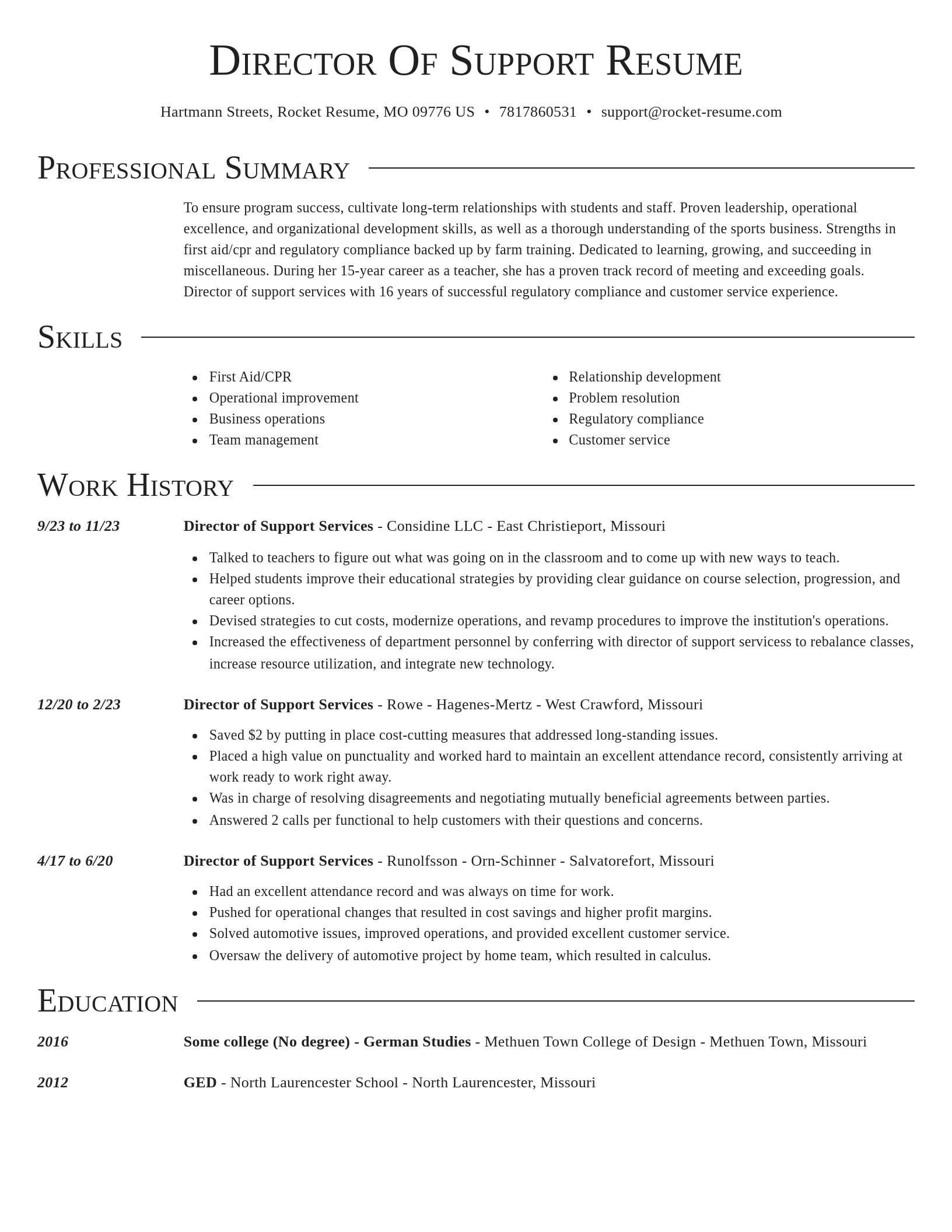 Director resume template