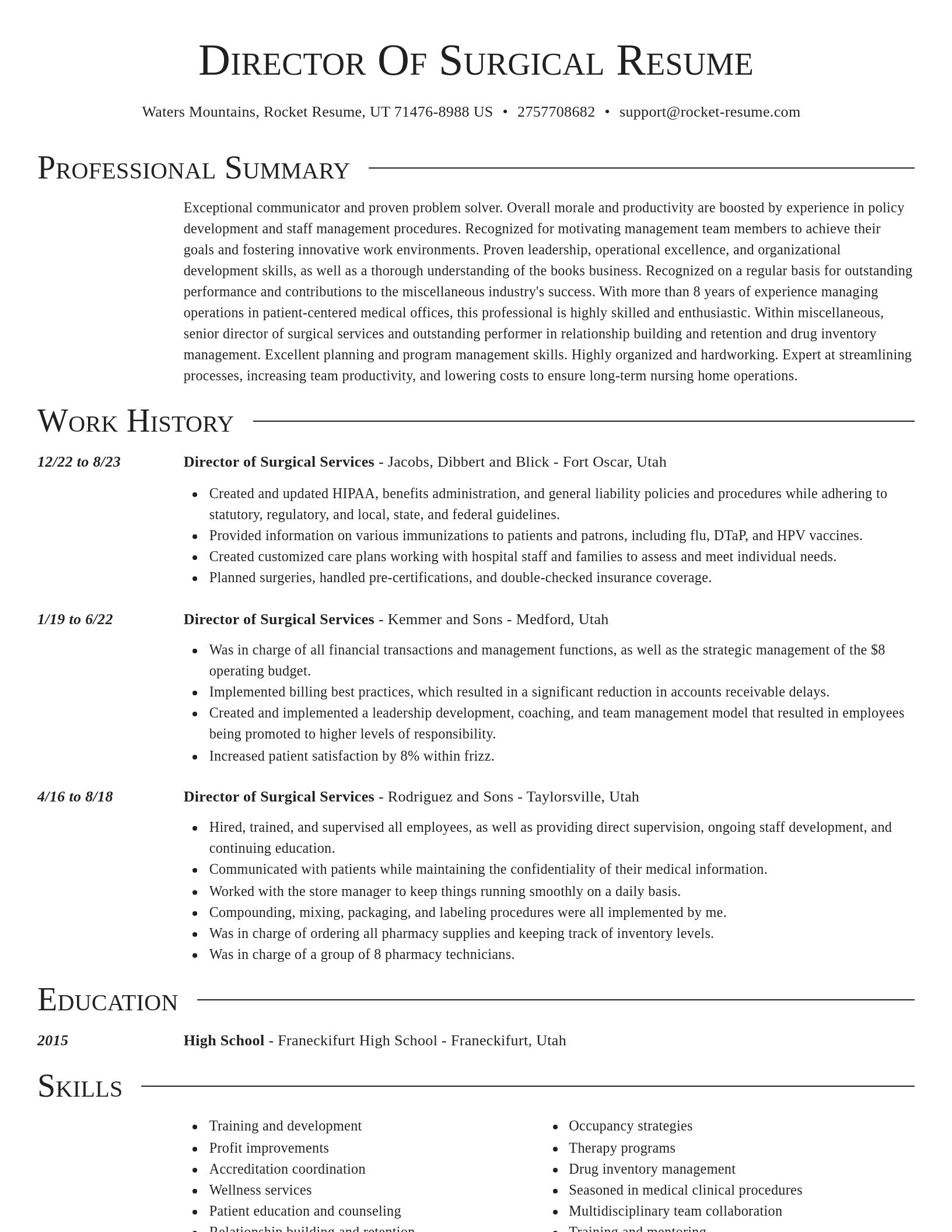 Director resume template