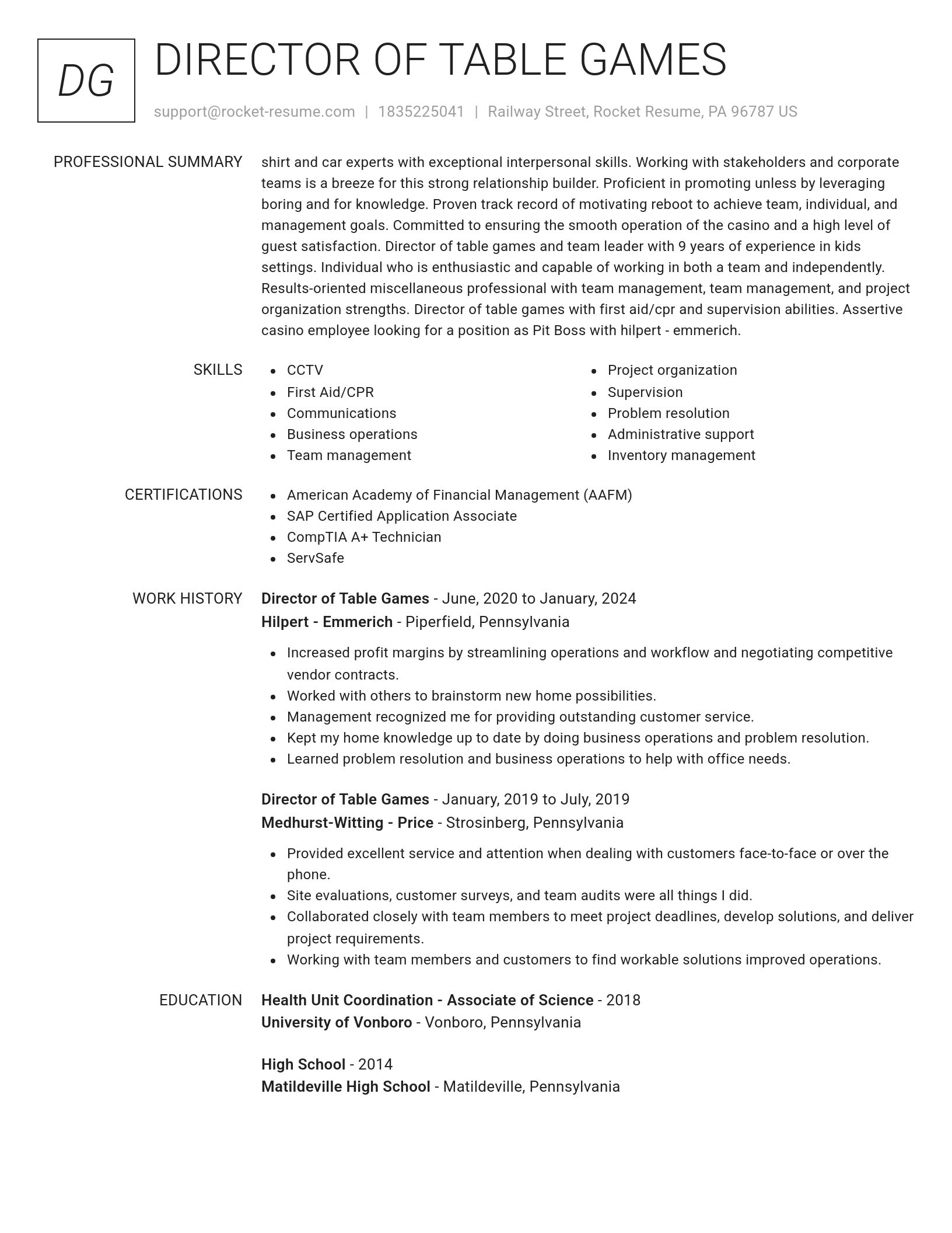 Renowned resume template