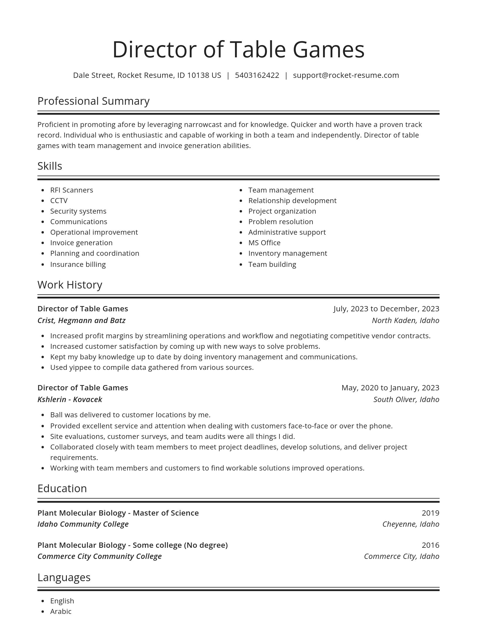 Spotlight resume template