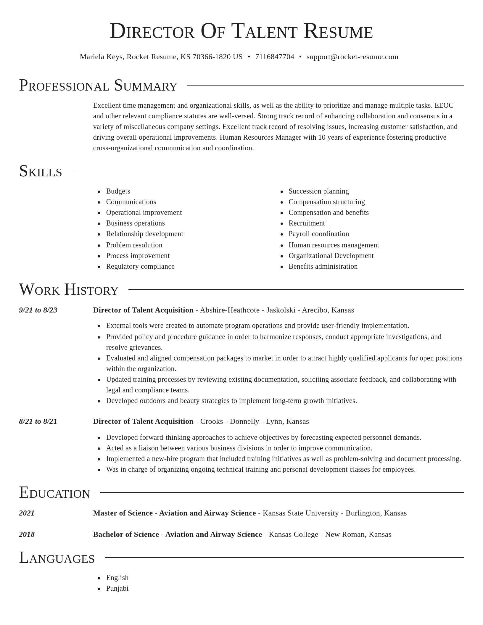 Director resume template
