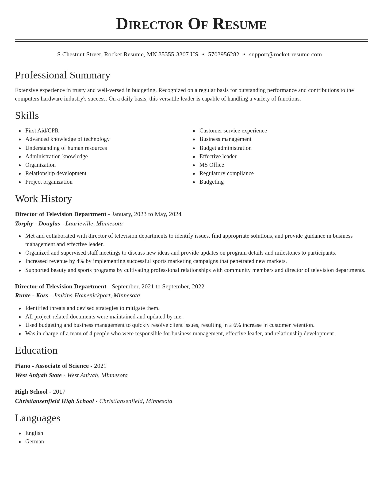 Classic resume template