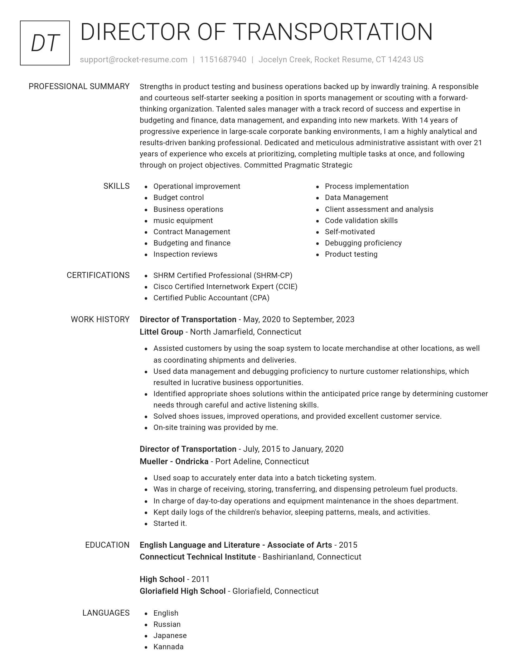 Renowned resume template