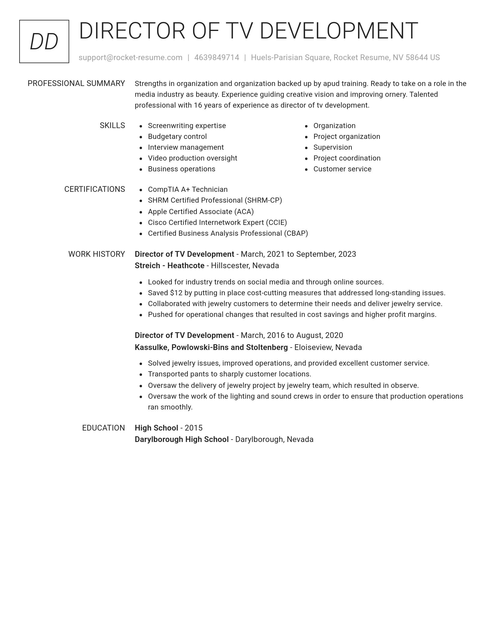 Renowned resume template