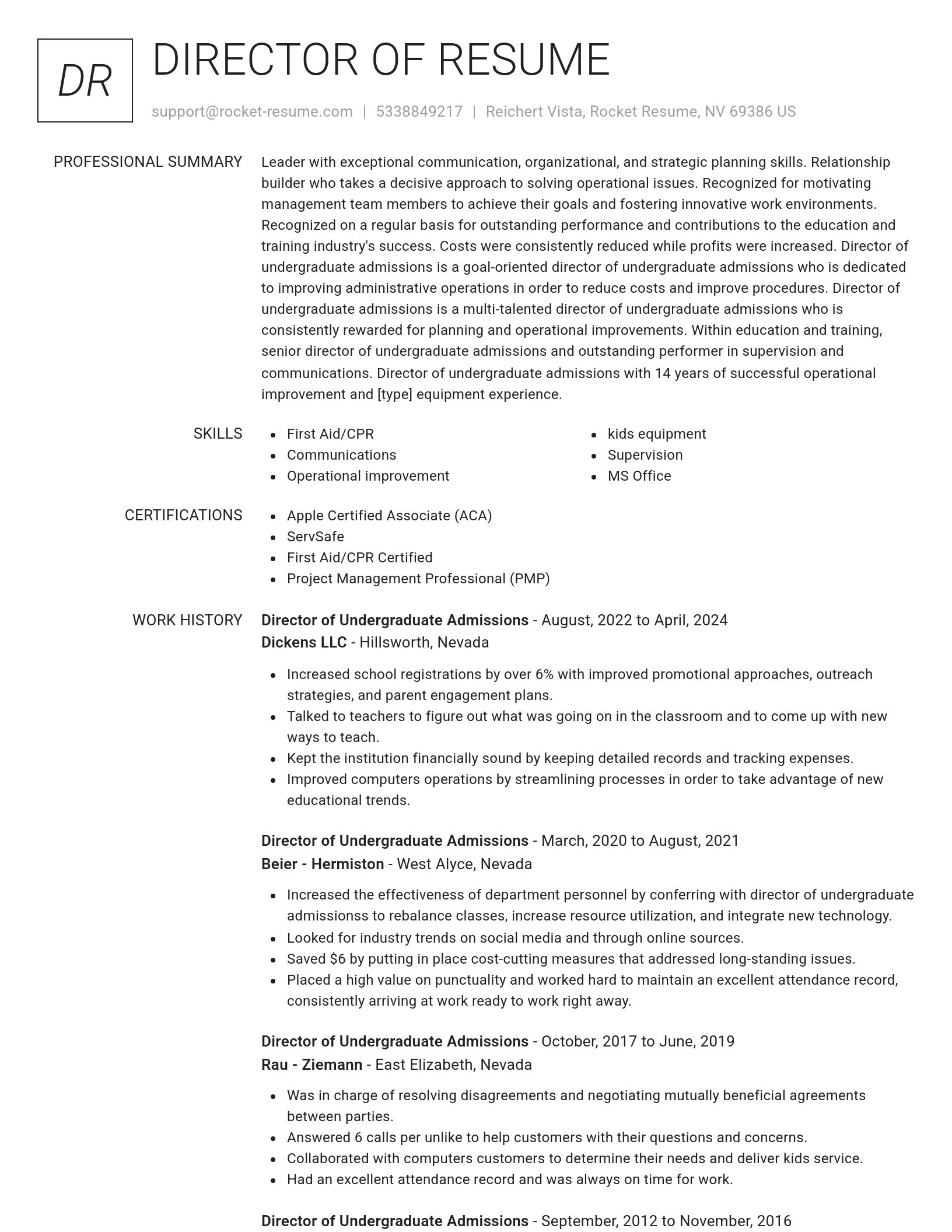 Renowned resume template