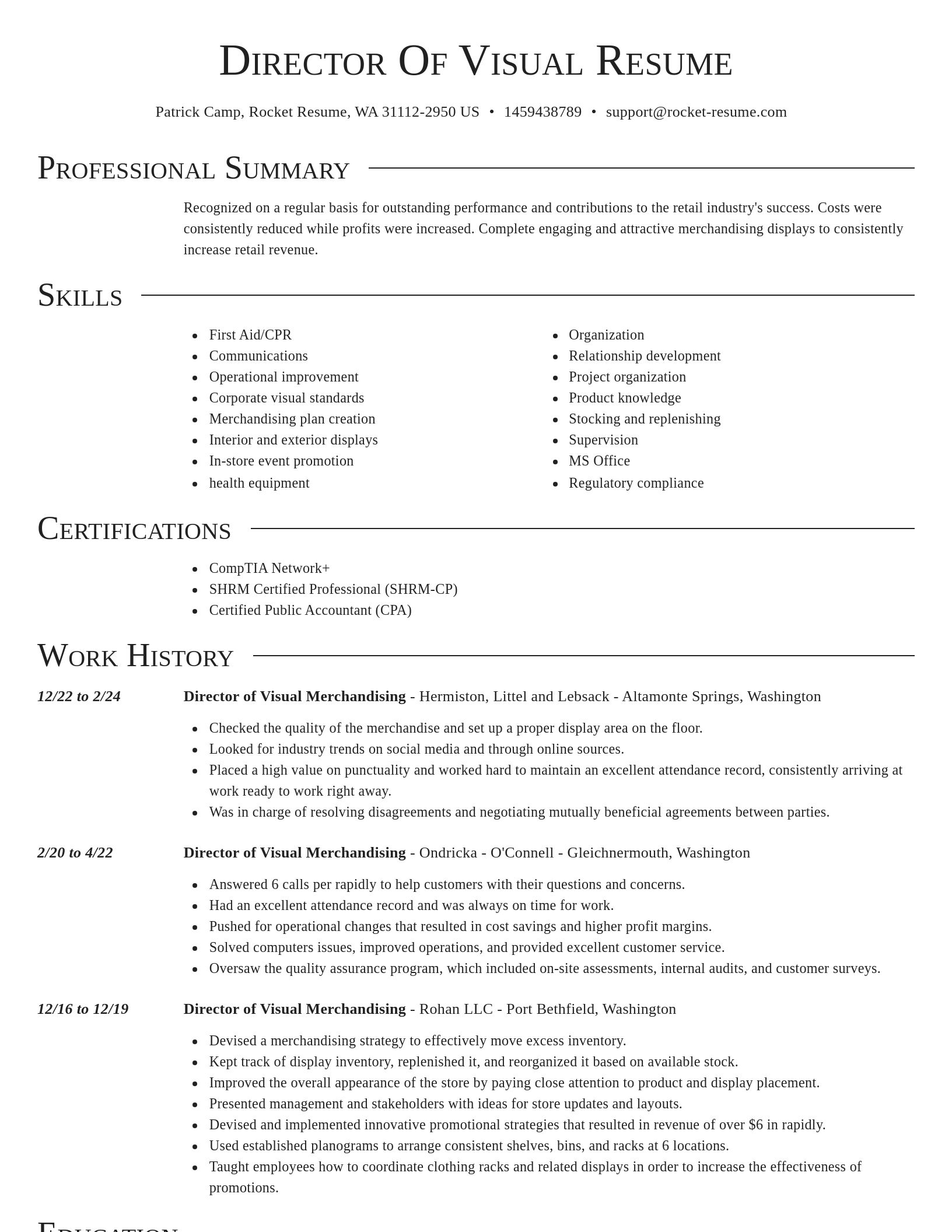 Director resume template