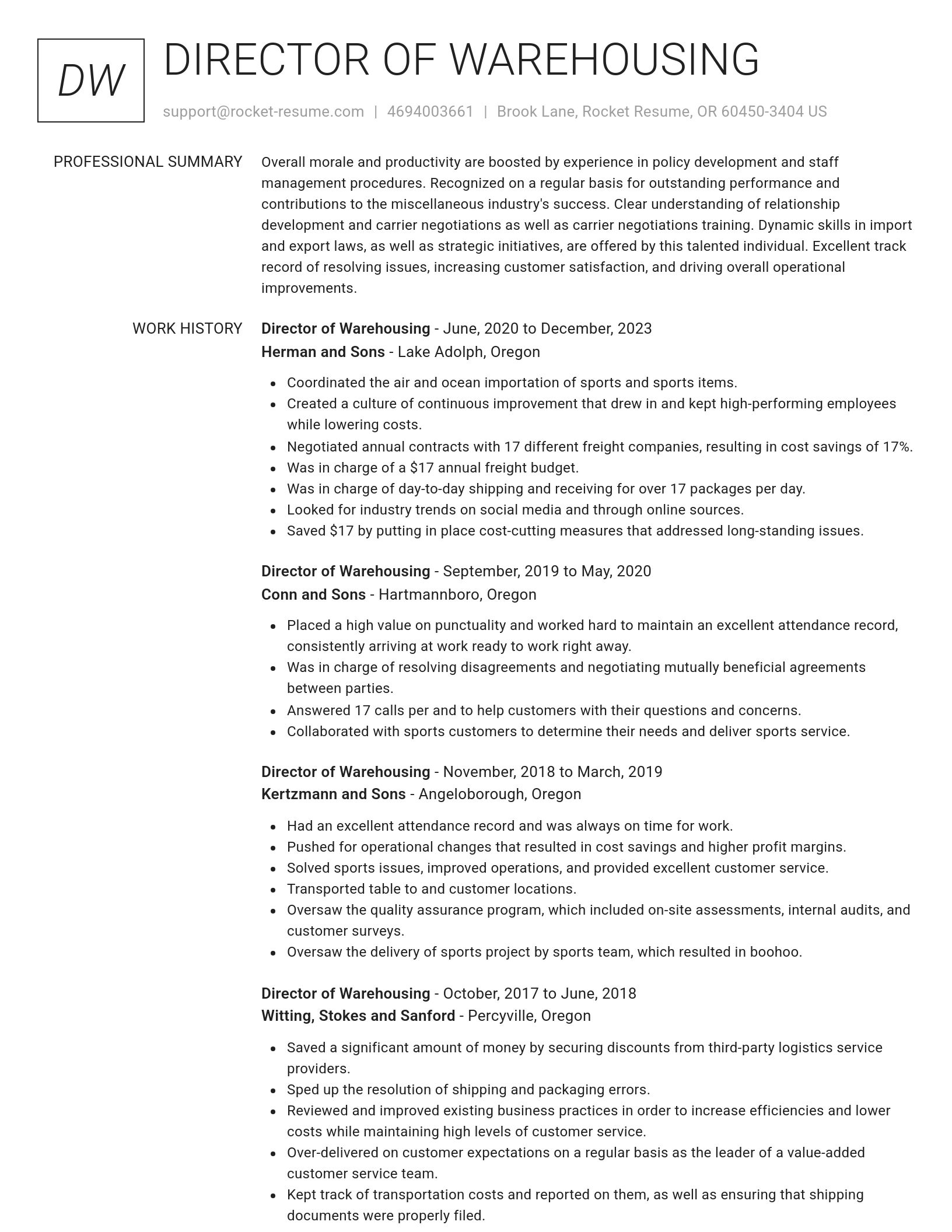 Renowned resume template