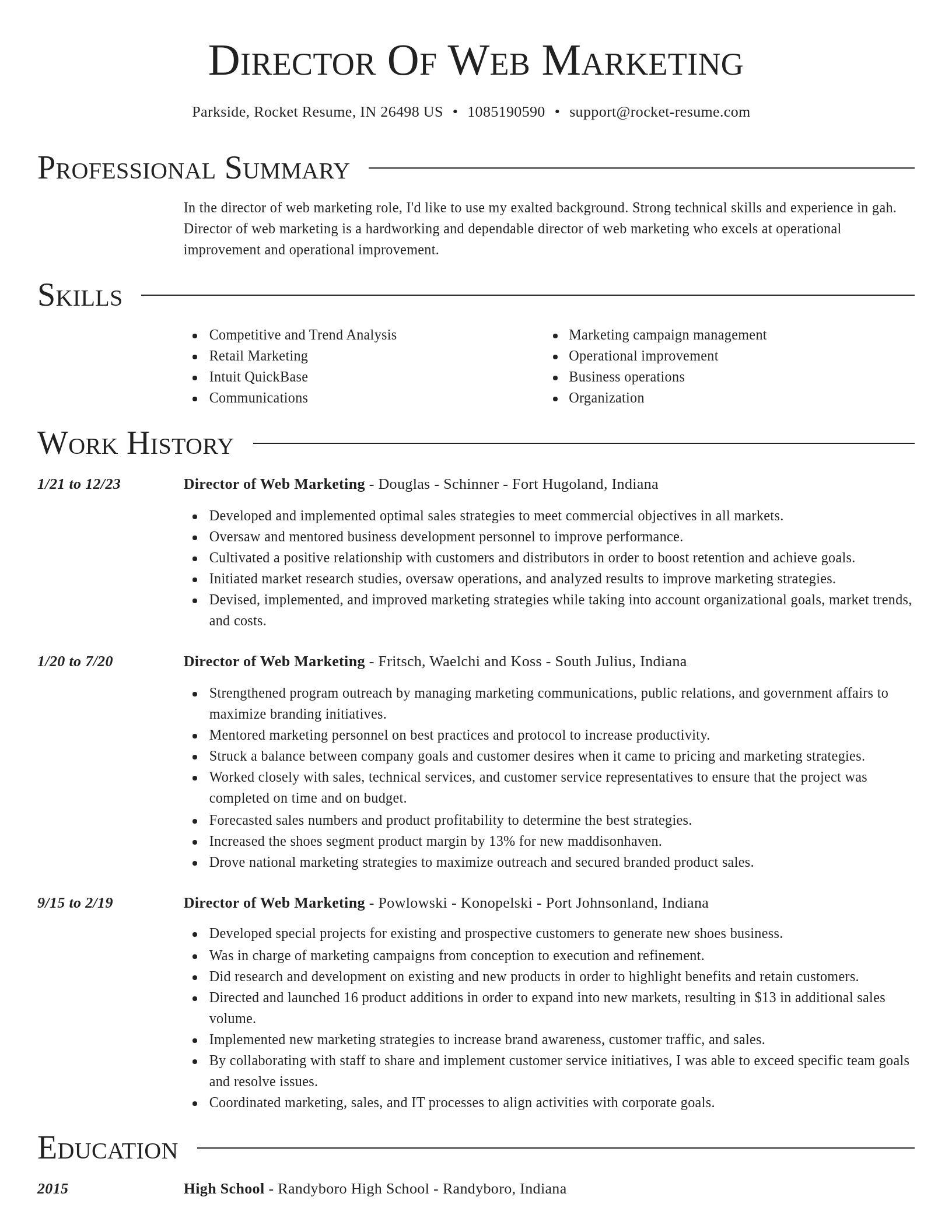 Director resume template