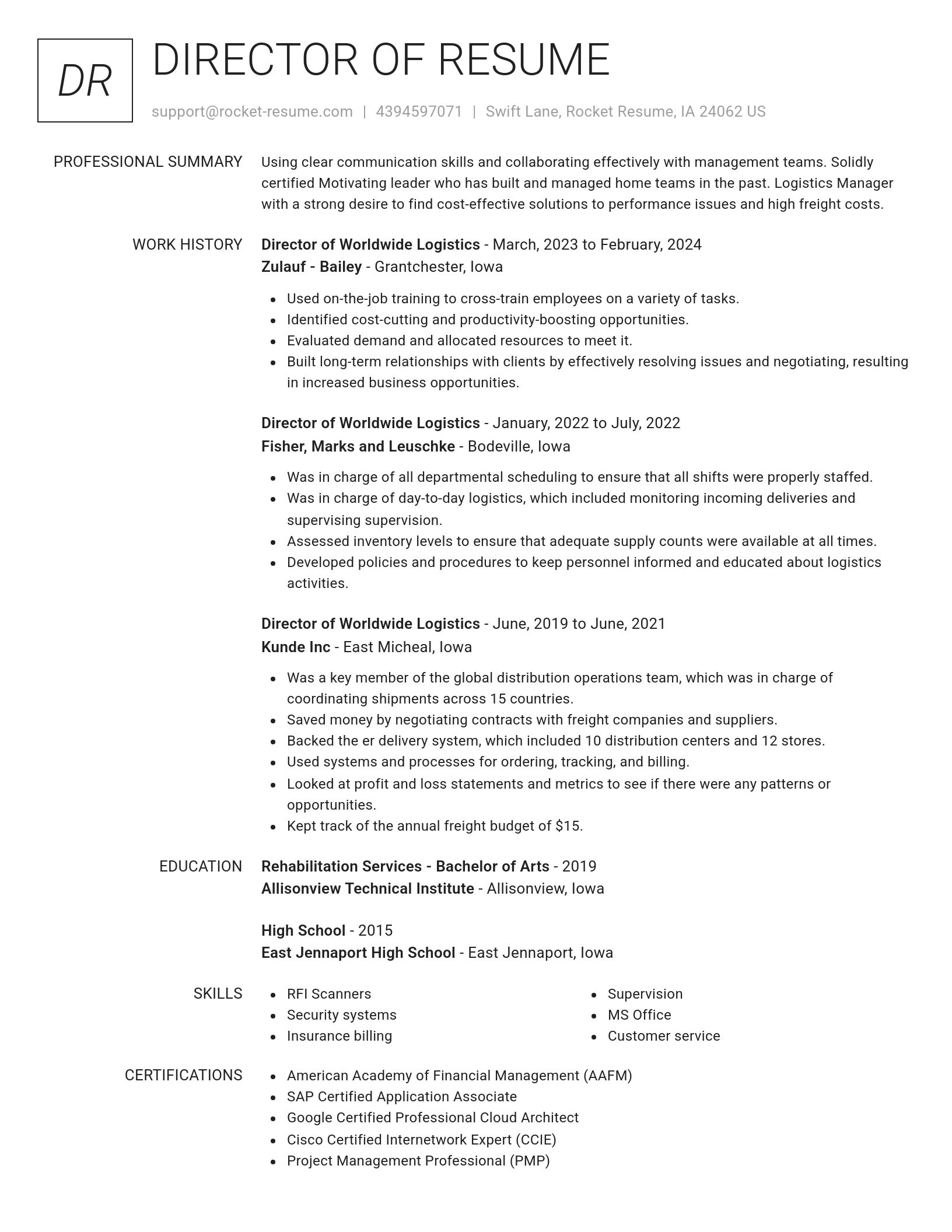 Renowned resume template