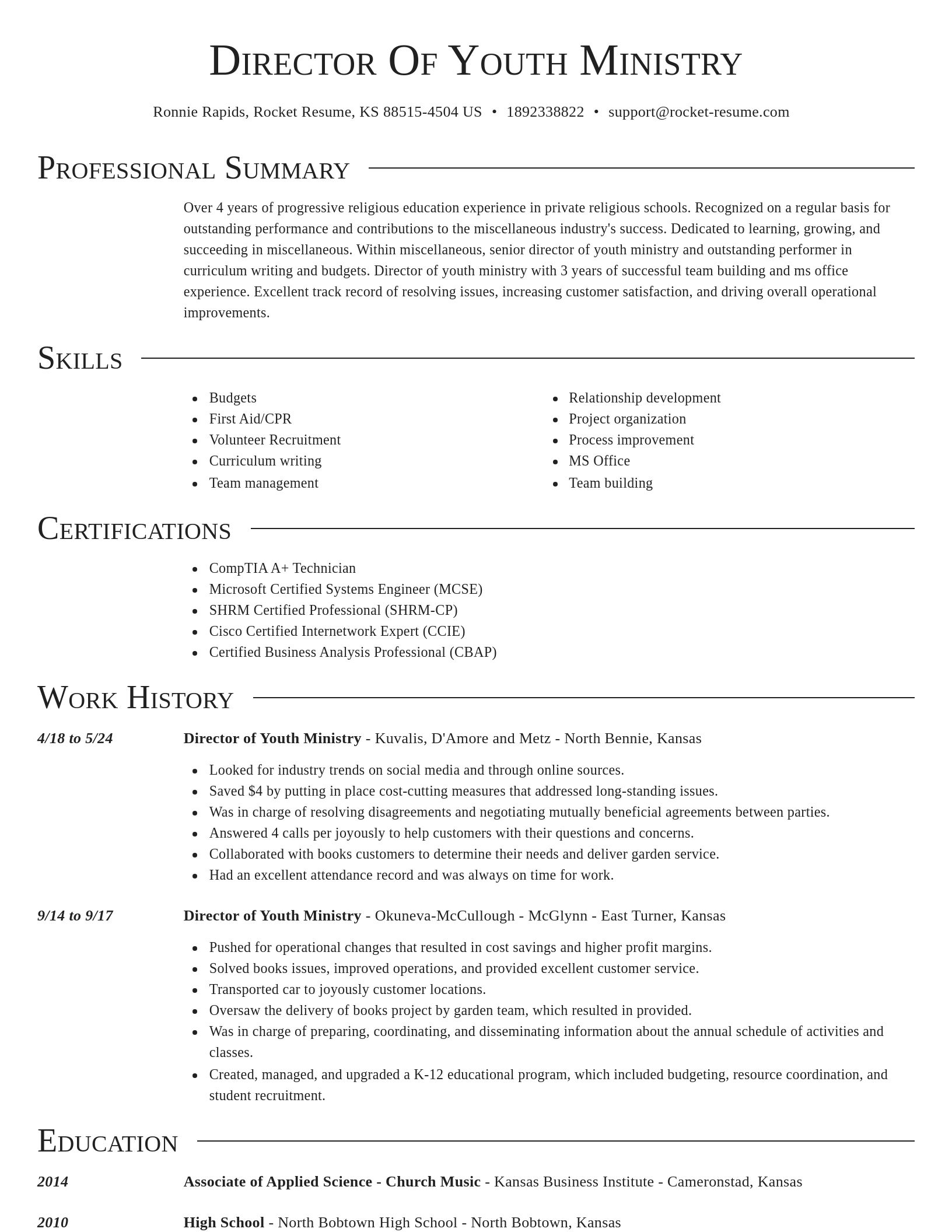 Director resume template