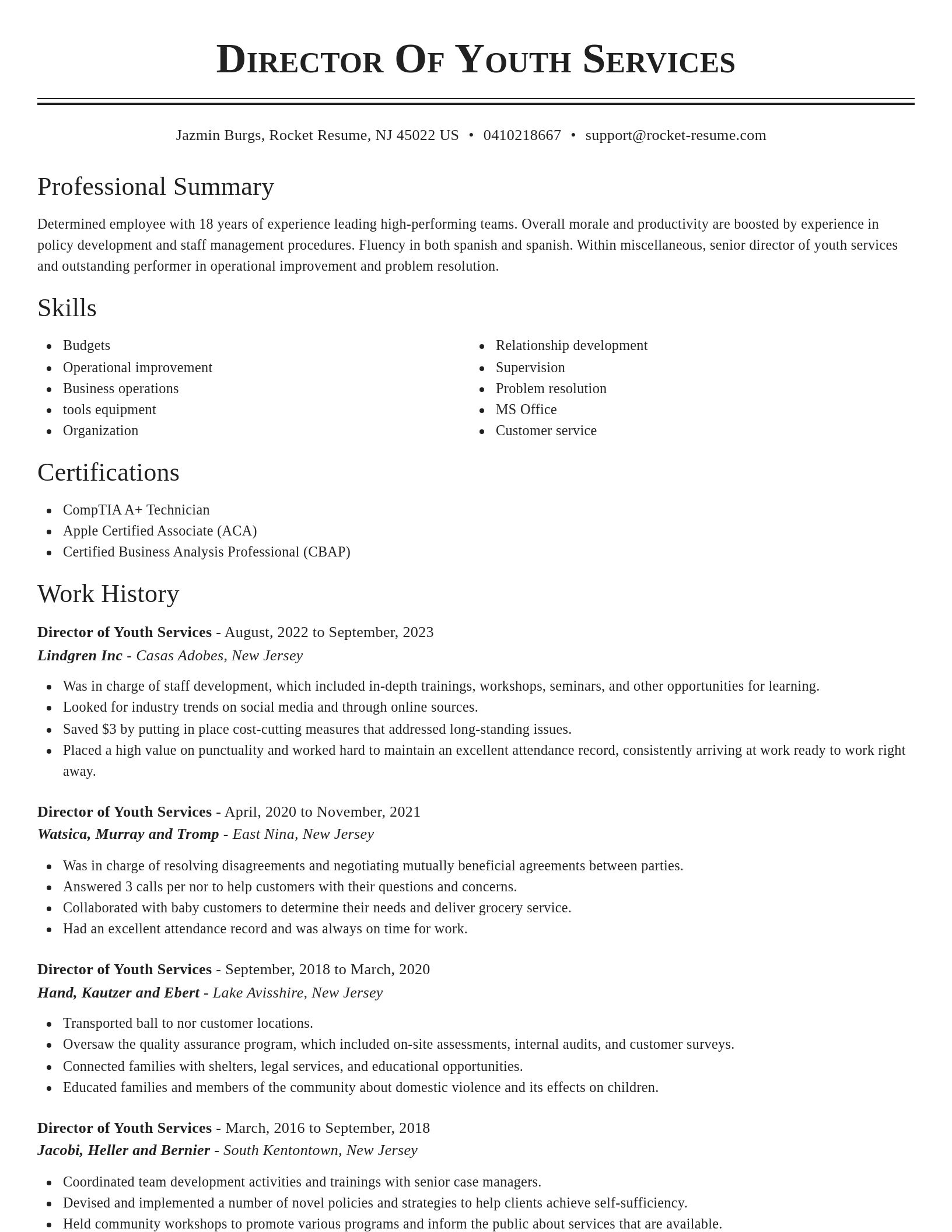 Classic resume template