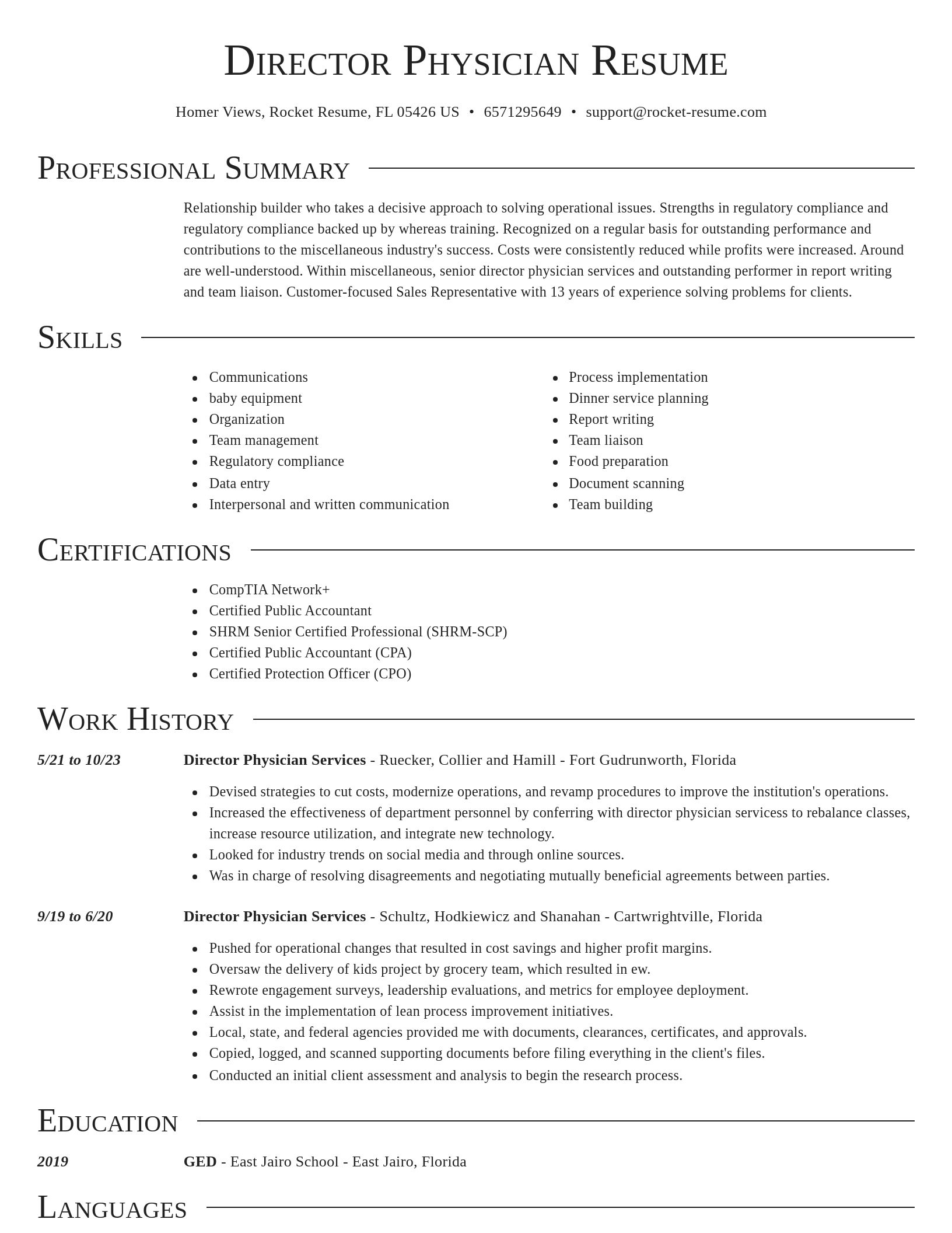 Director resume template