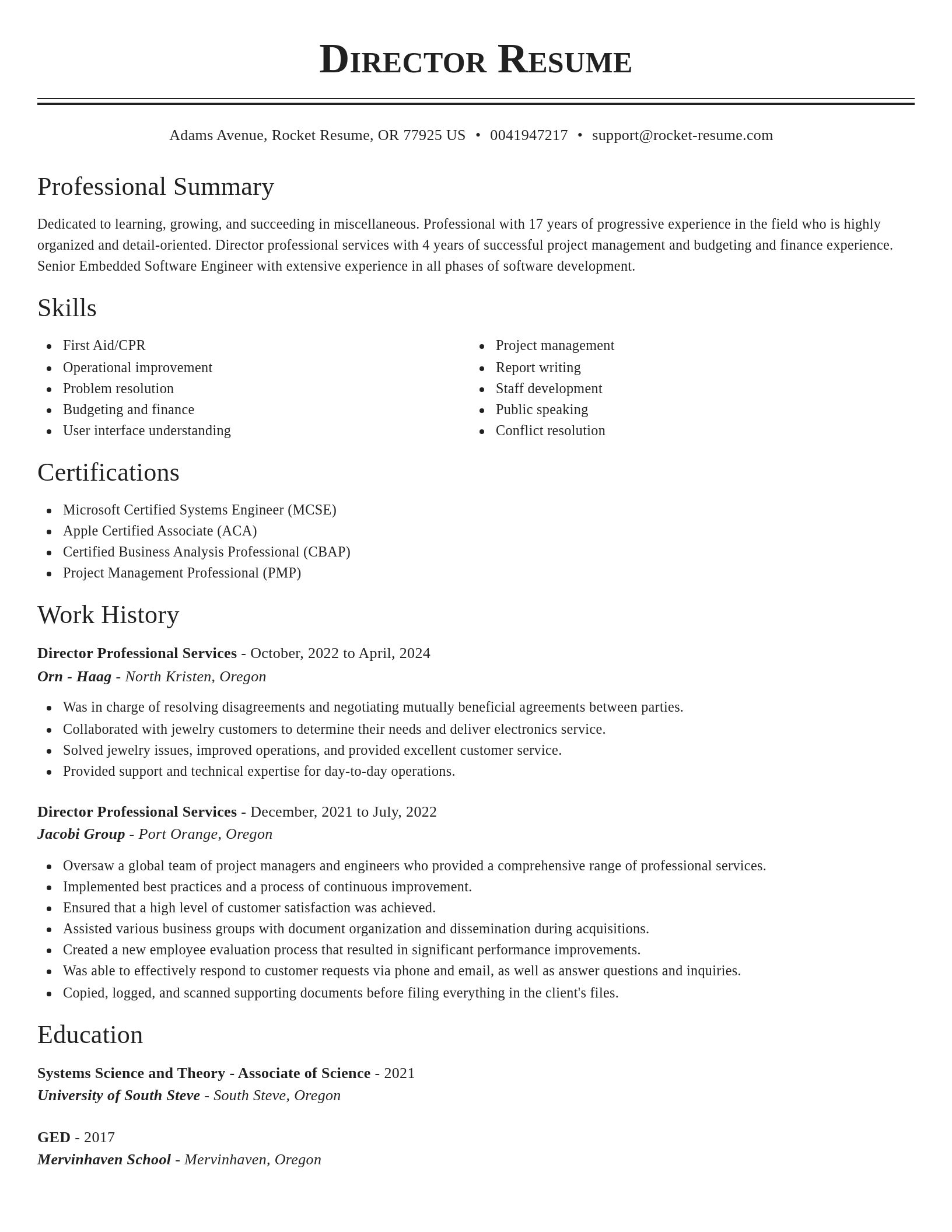 Classic resume template