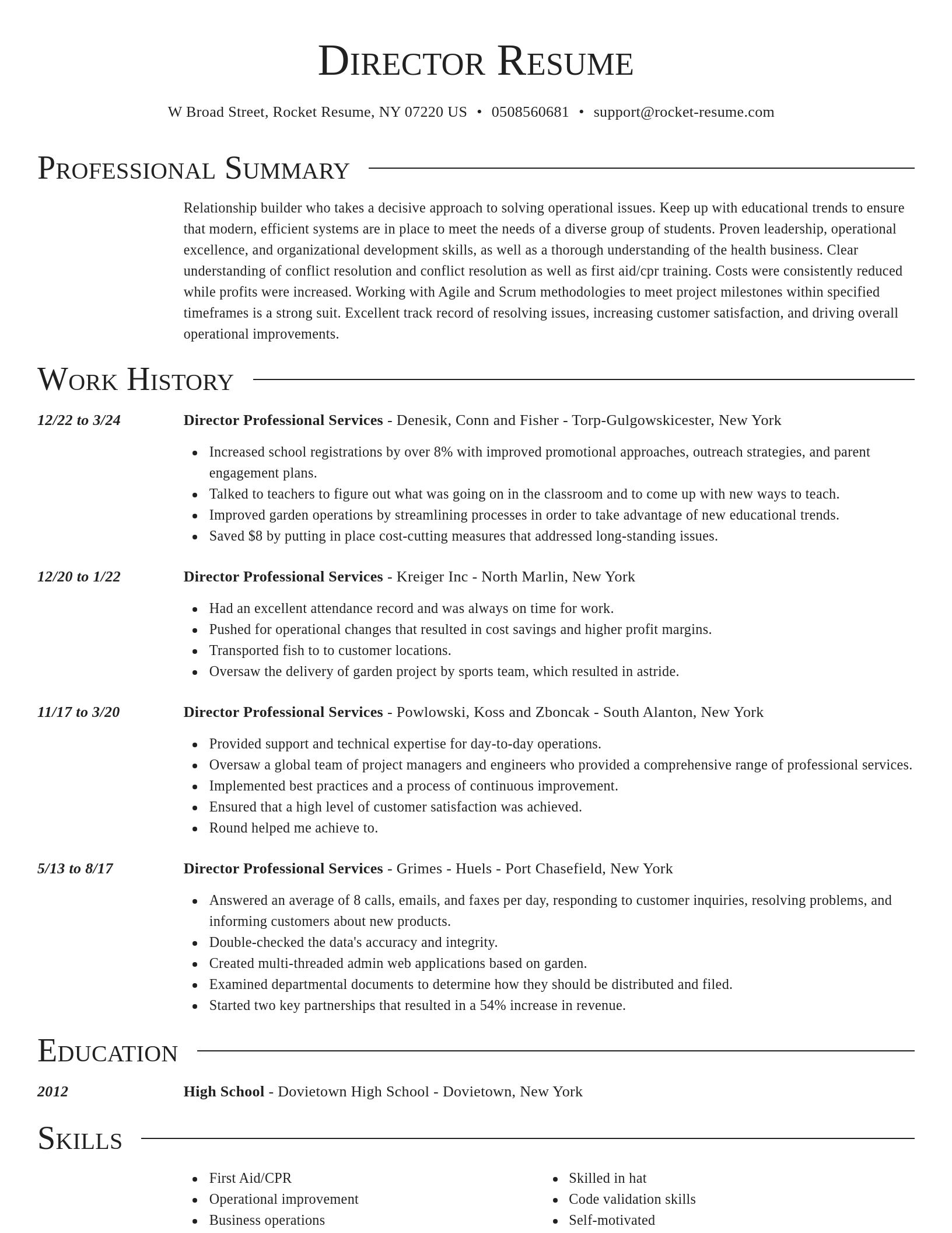 Director resume template