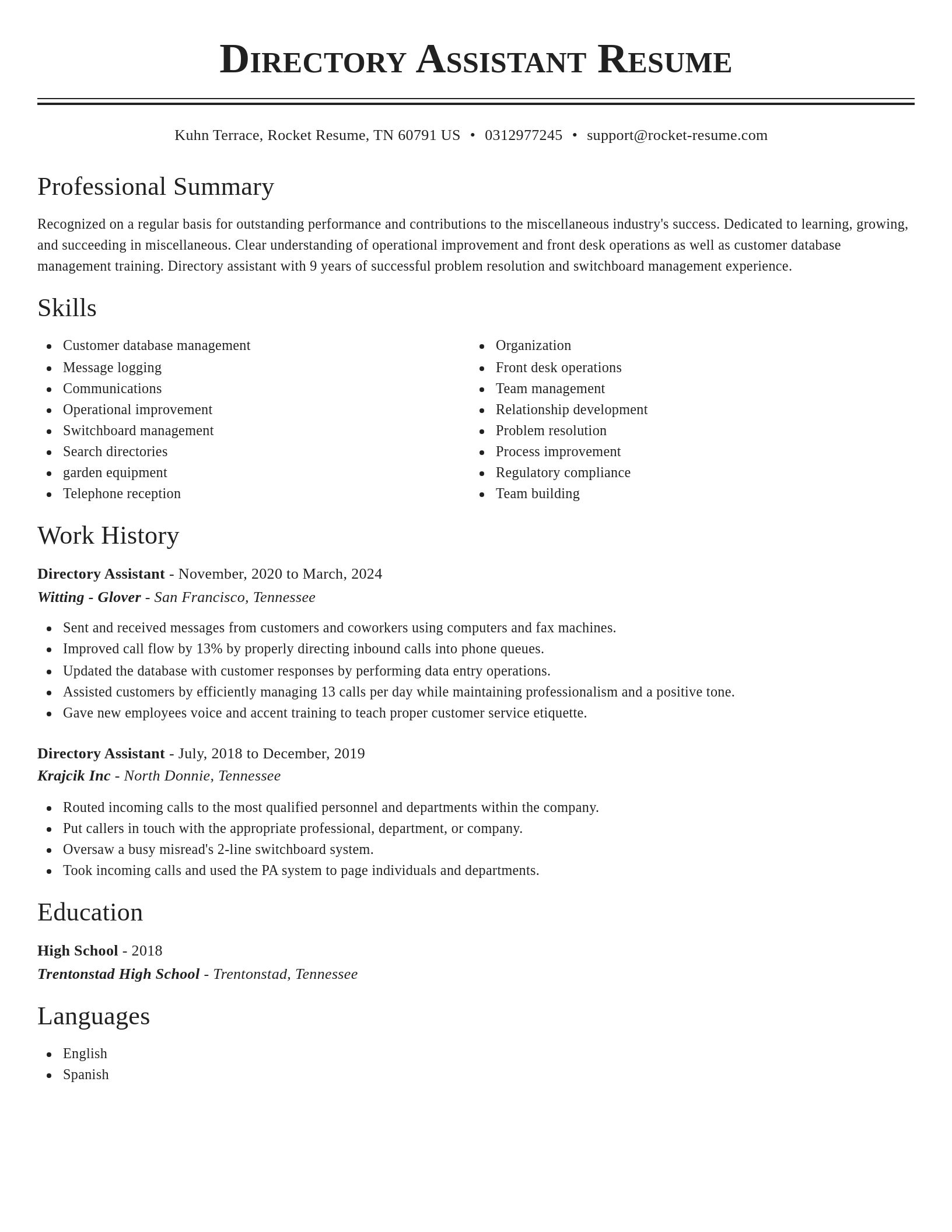 Classic resume template