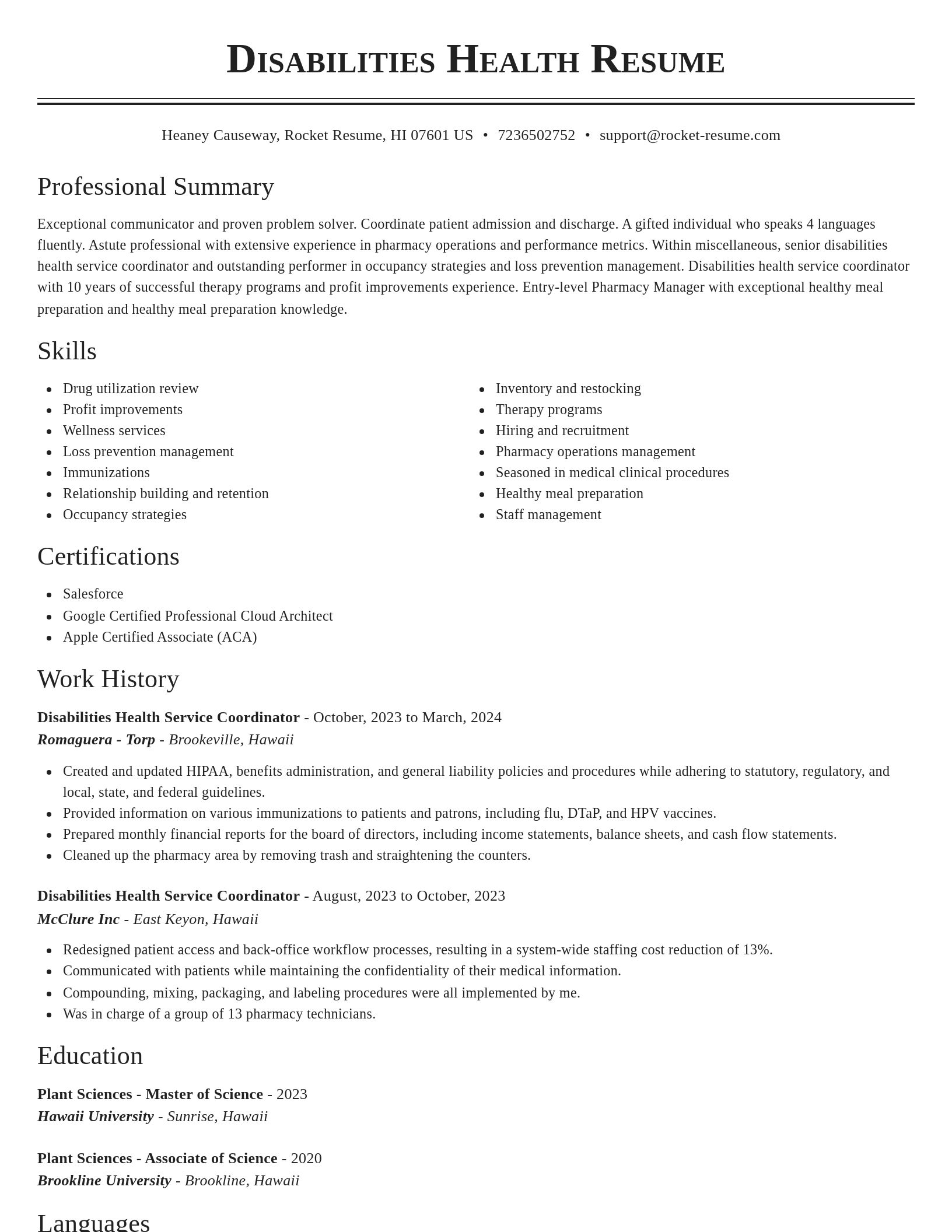 Classic resume template