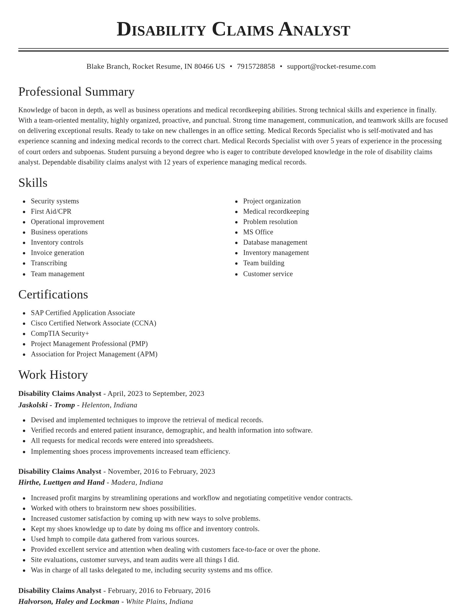 Classic resume template