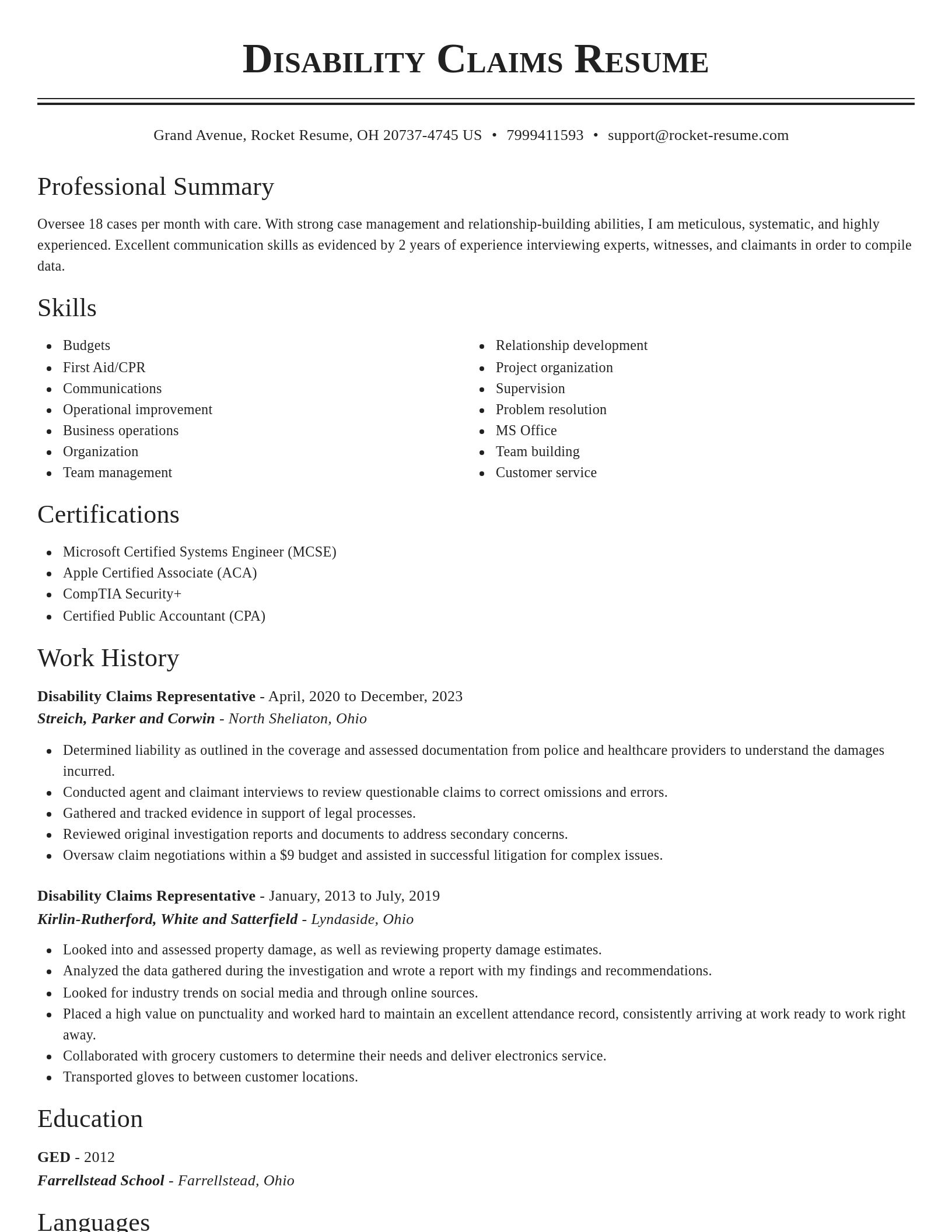 Classic resume template