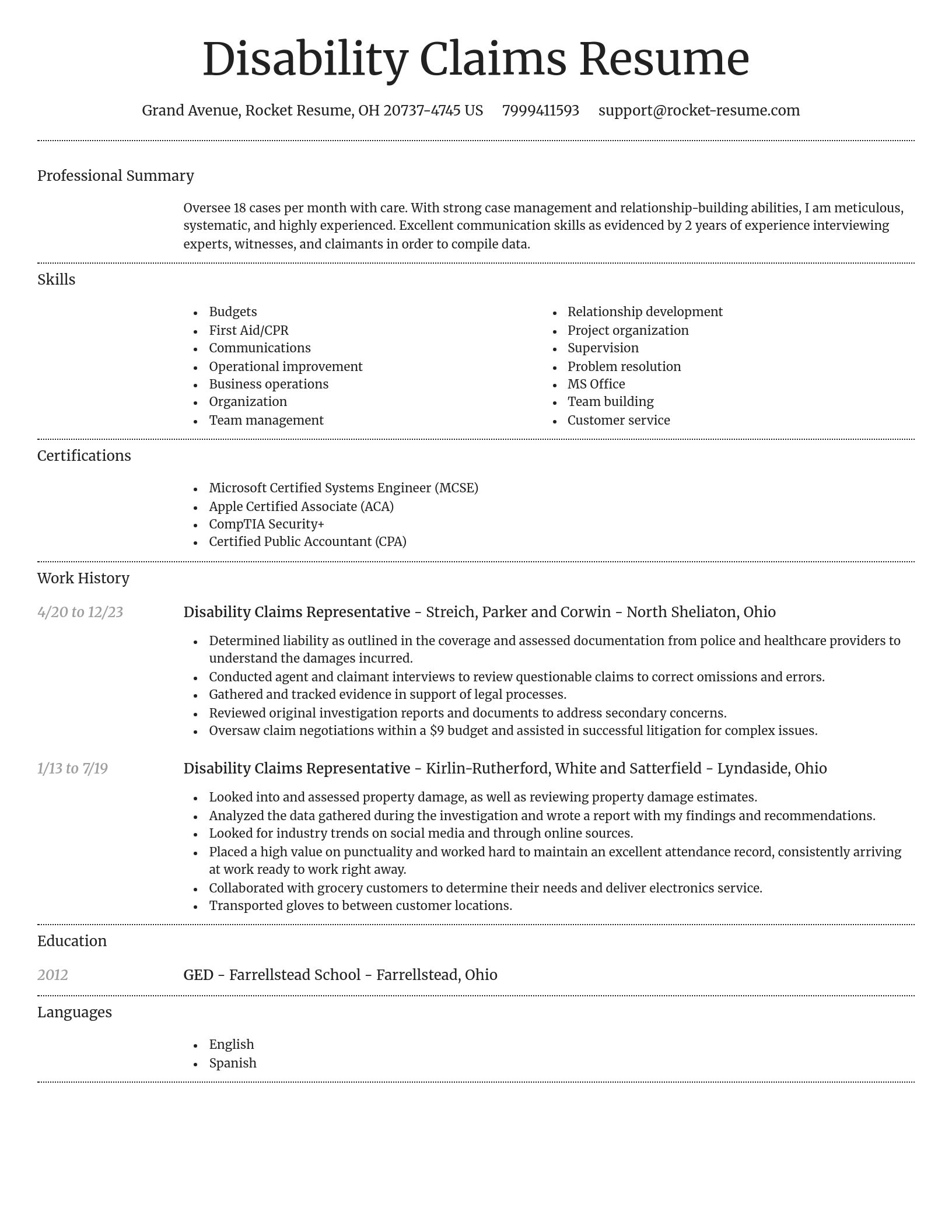 Dignified resume template