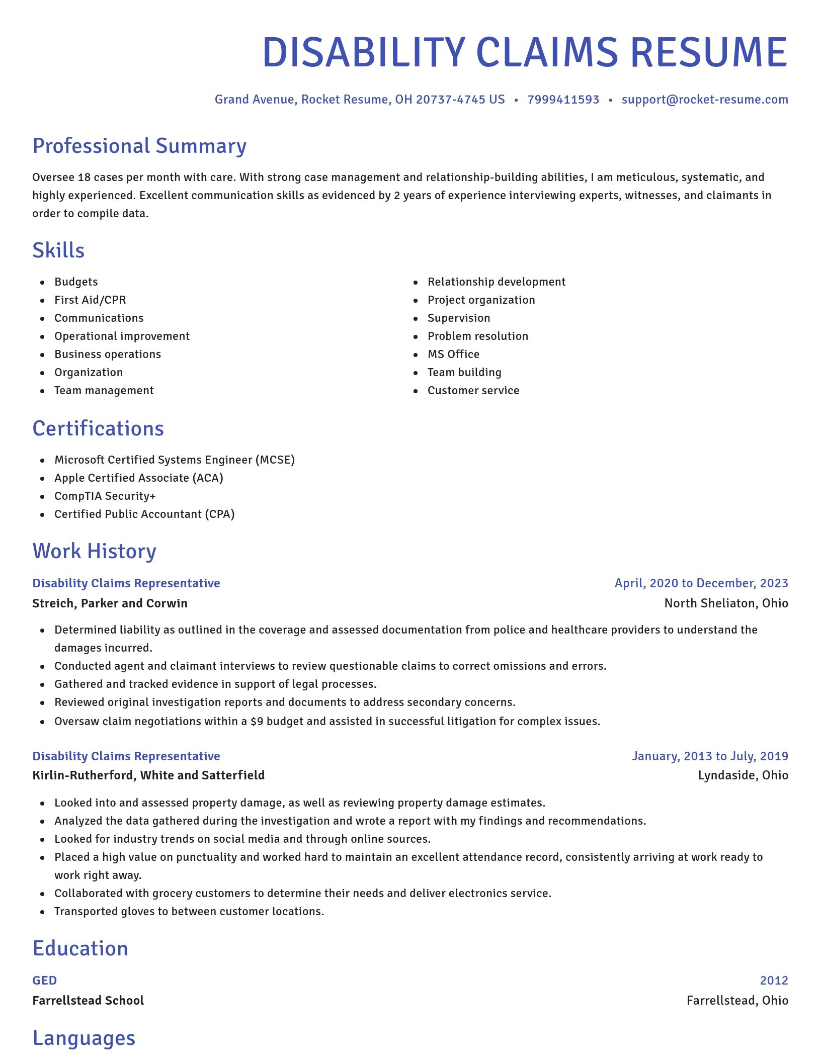 Novel resume template