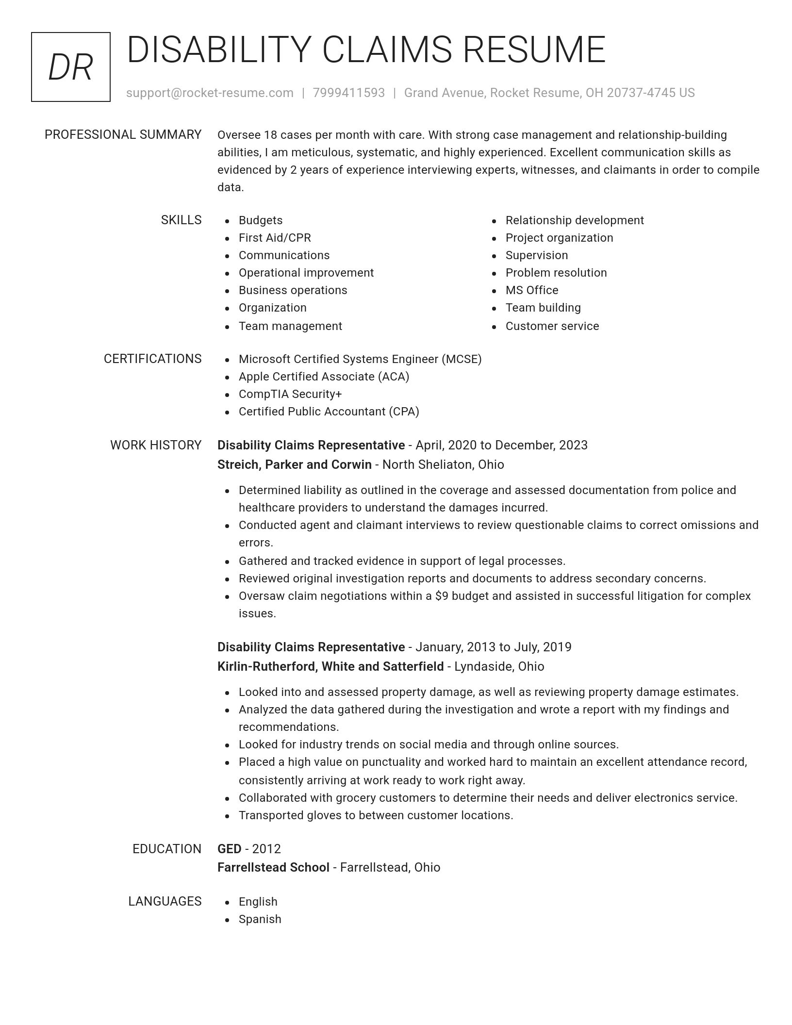 Renowned resume template