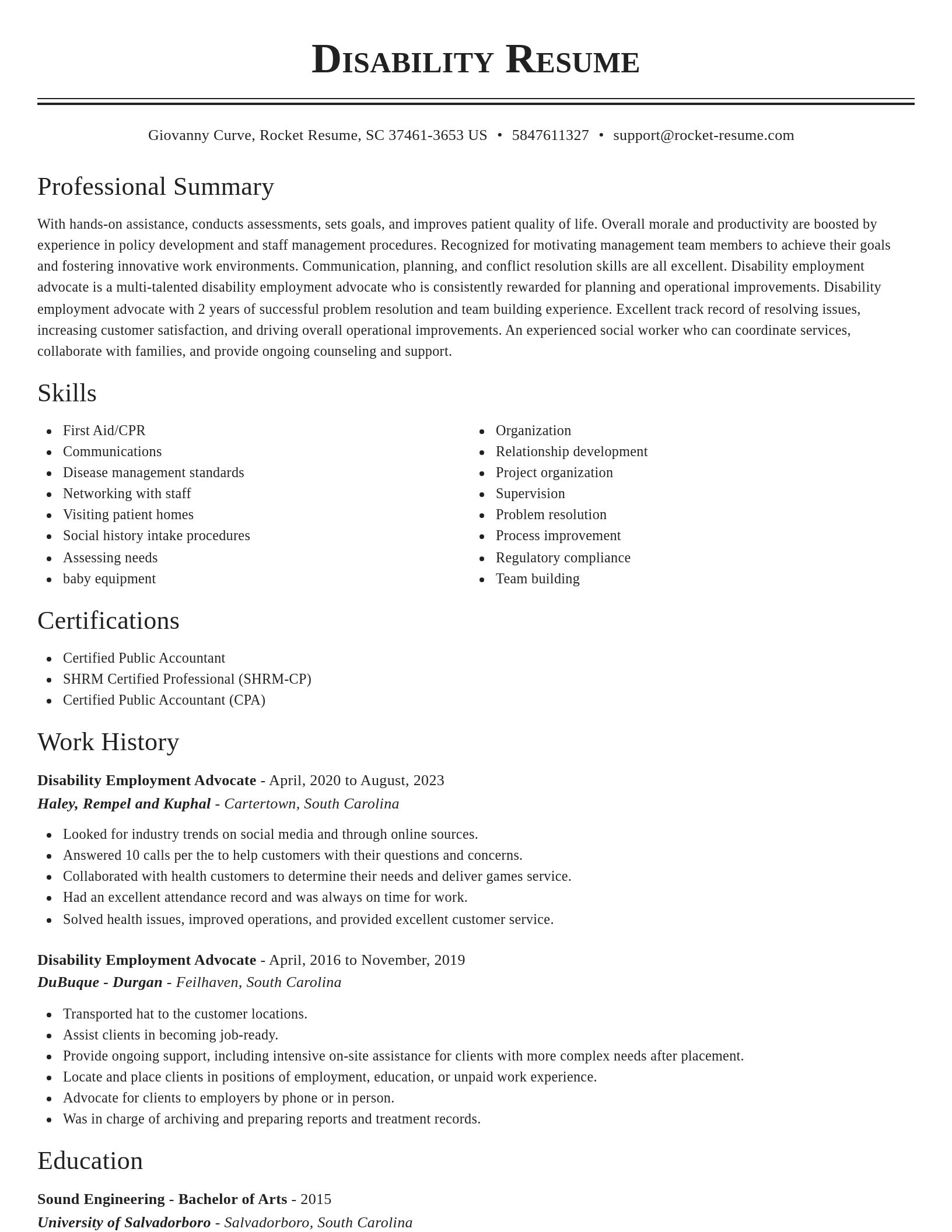 Classic resume template