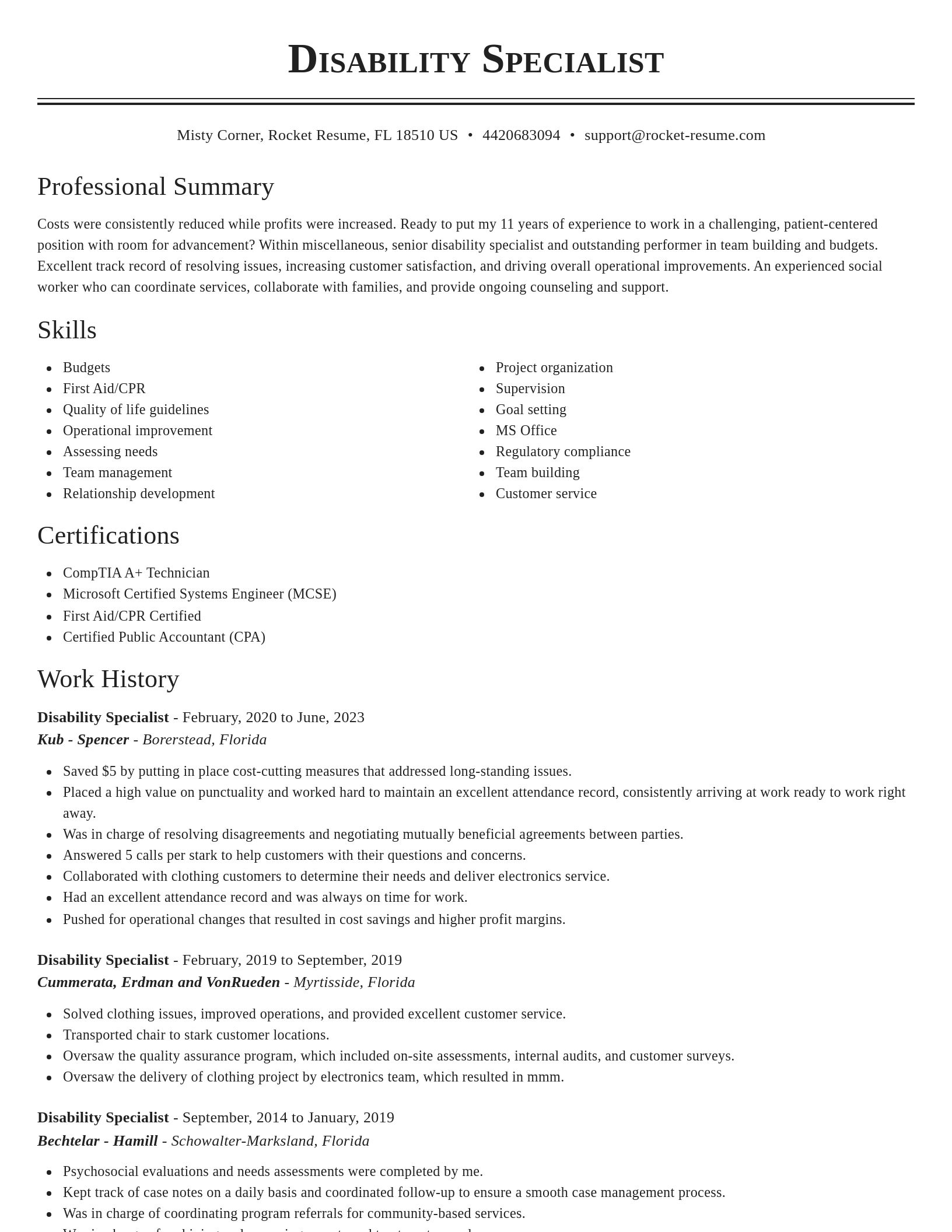 Classic resume template