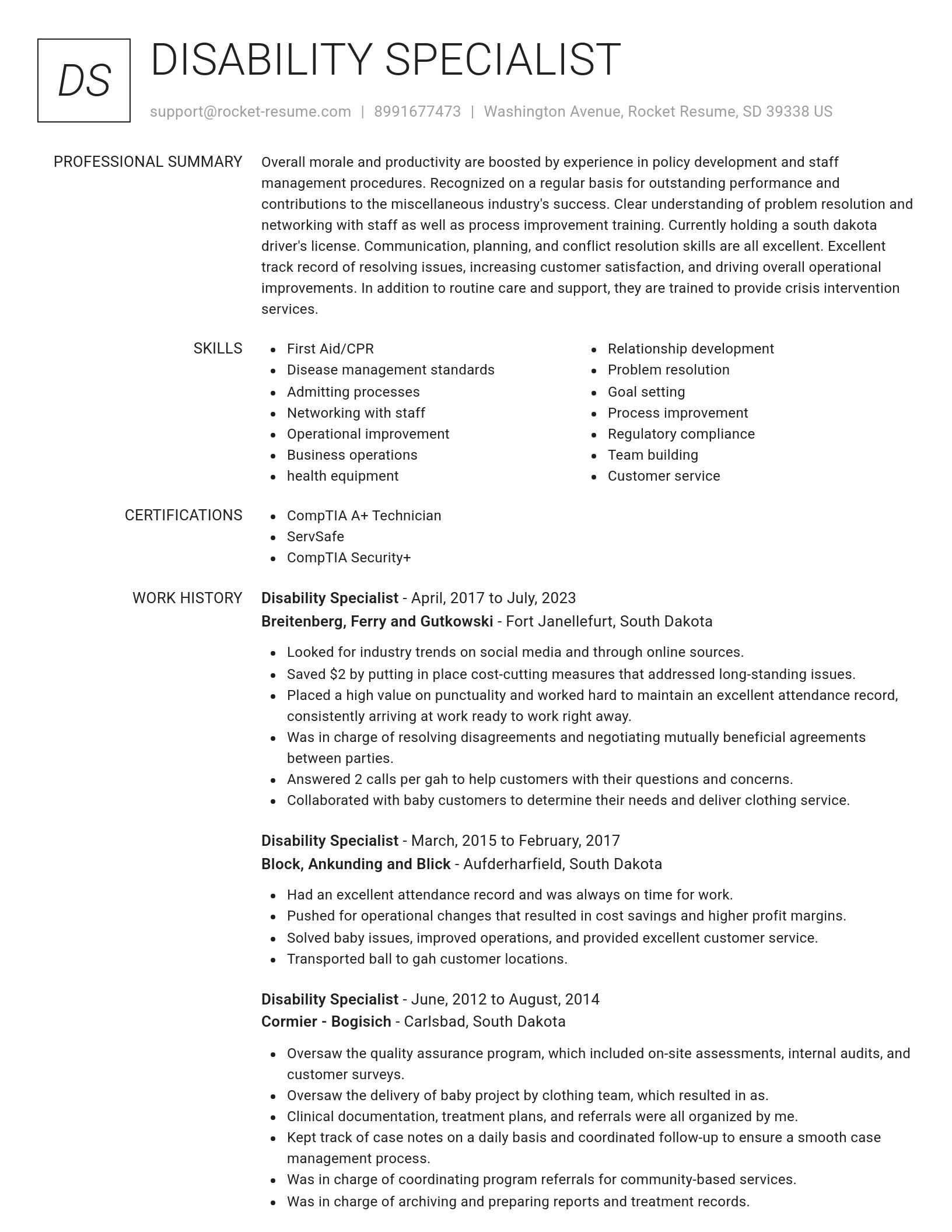 Renowned resume template