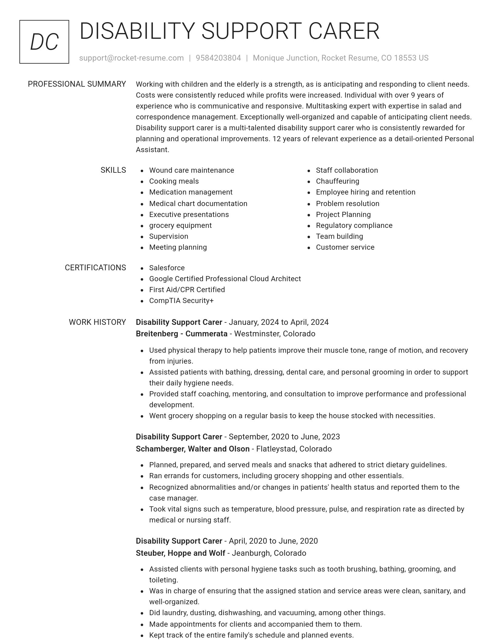 Renowned resume template