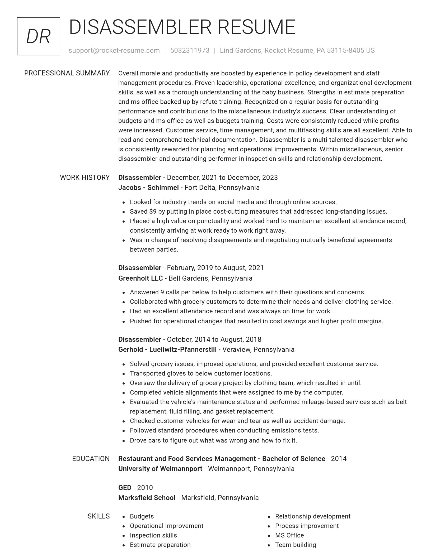 Renowned resume template