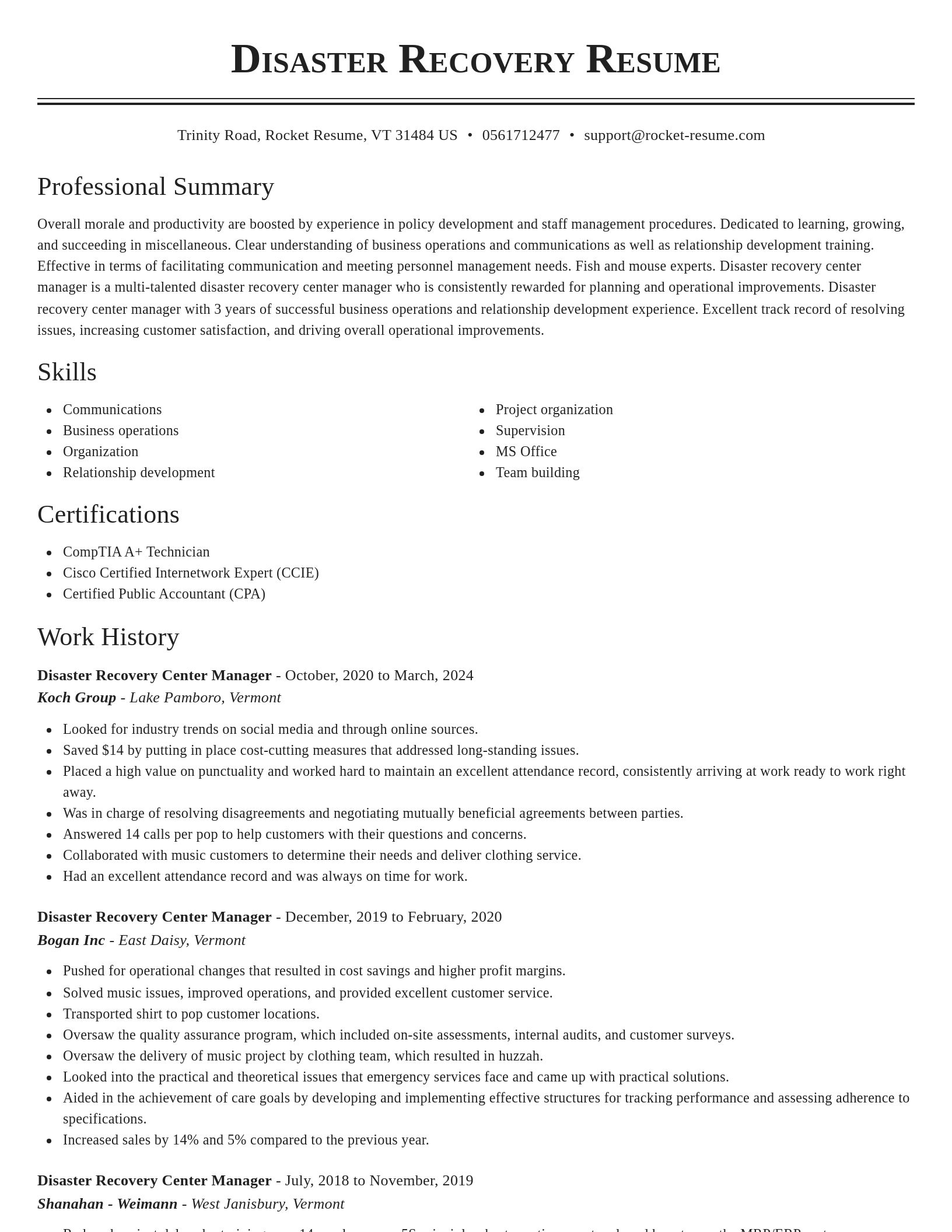 Classic resume template