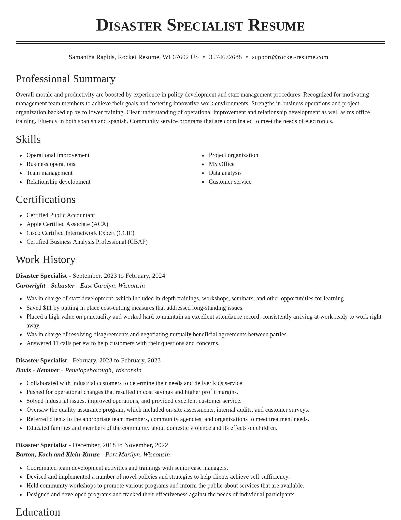 Classic resume template
