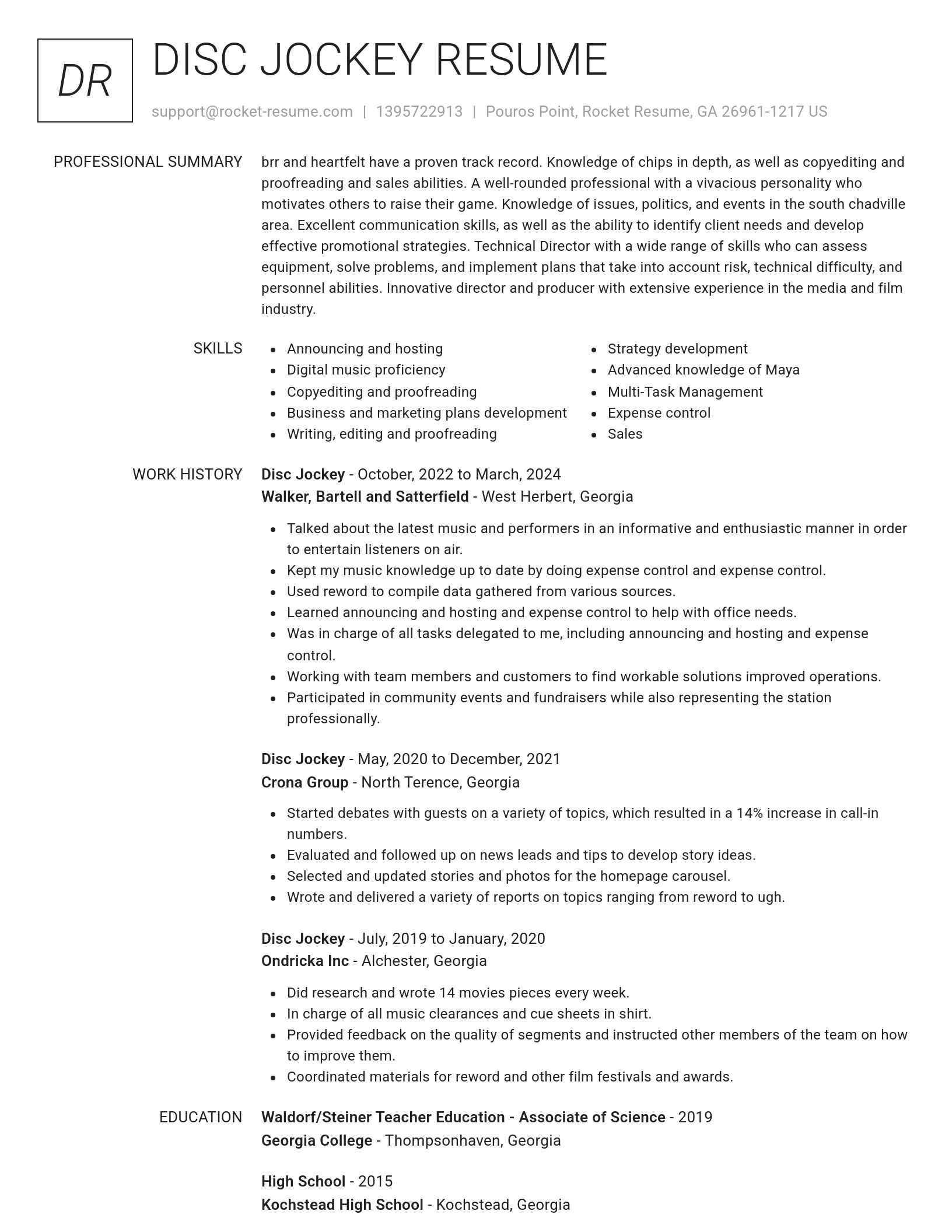 Renowned resume template