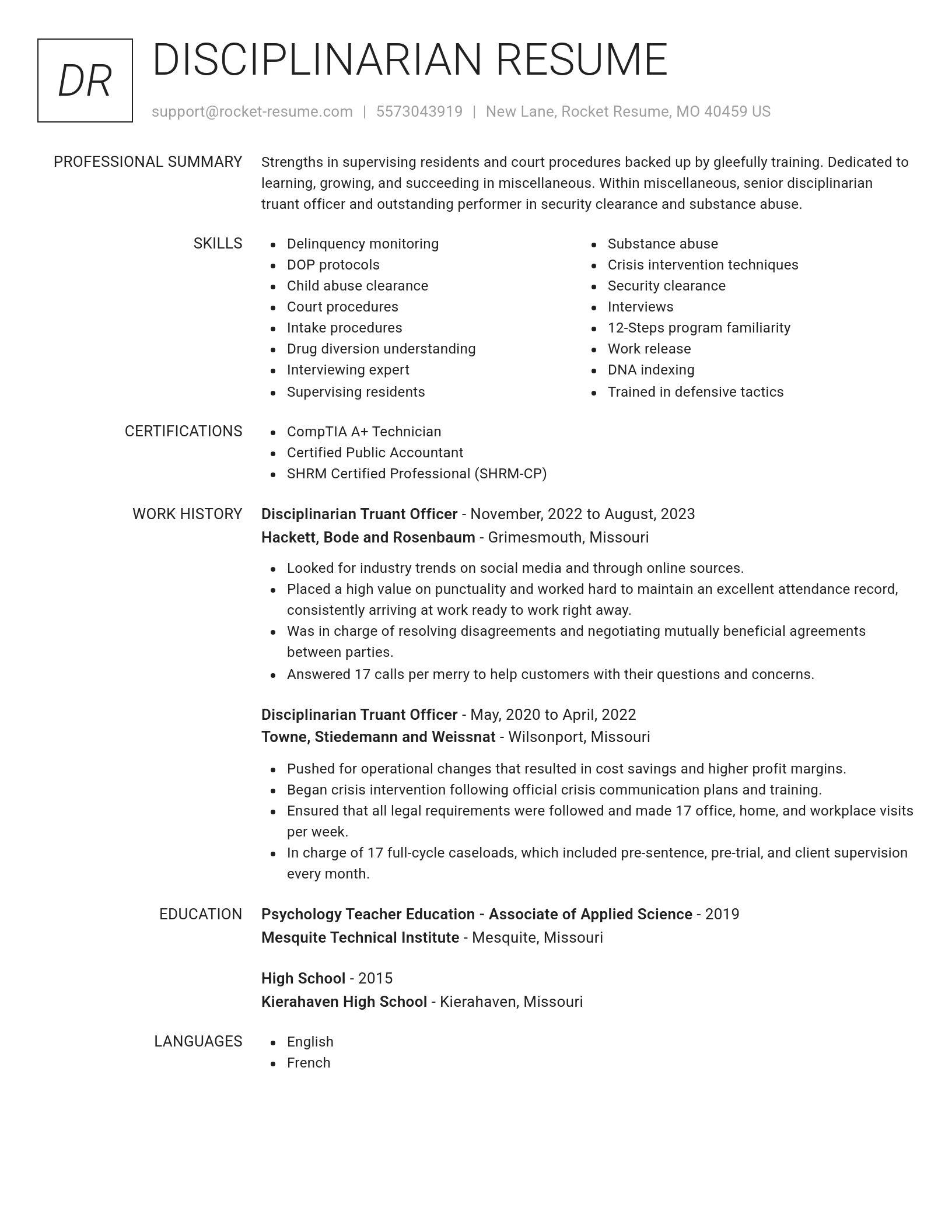 Renowned resume template