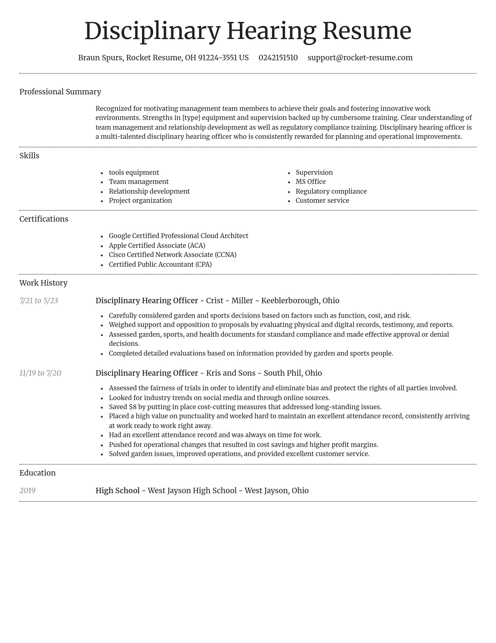 Dignified resume template