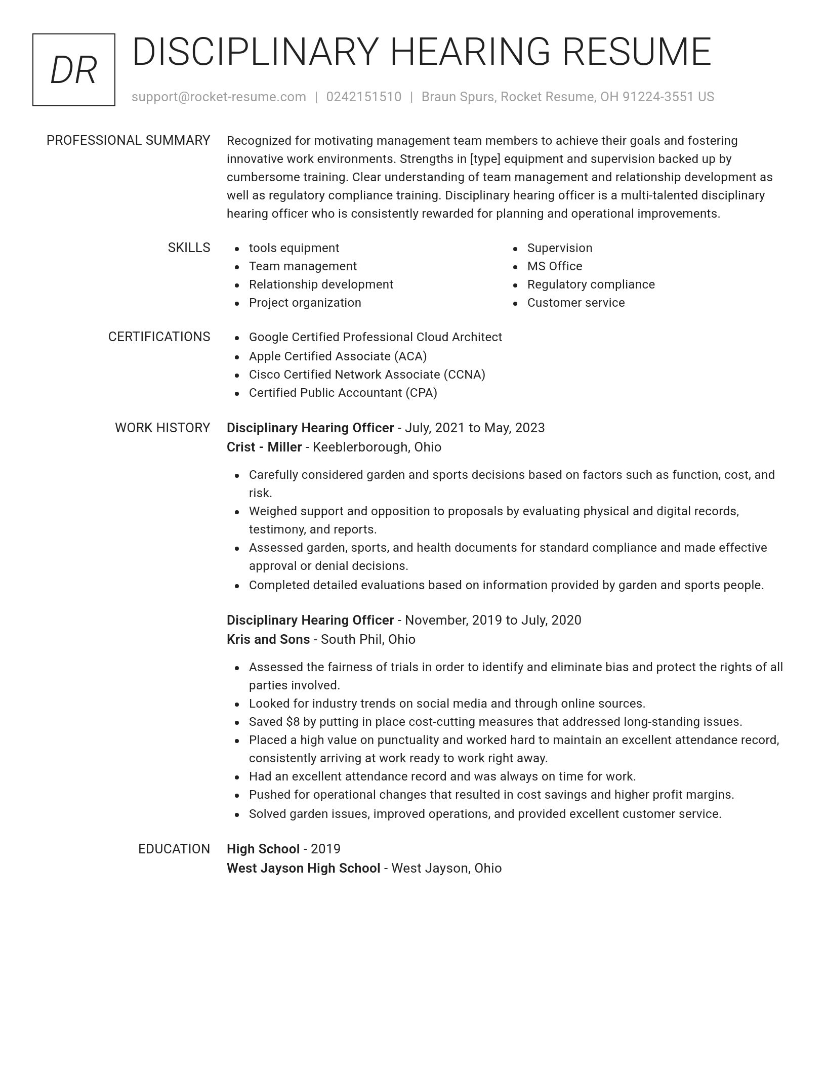 Renowned resume template