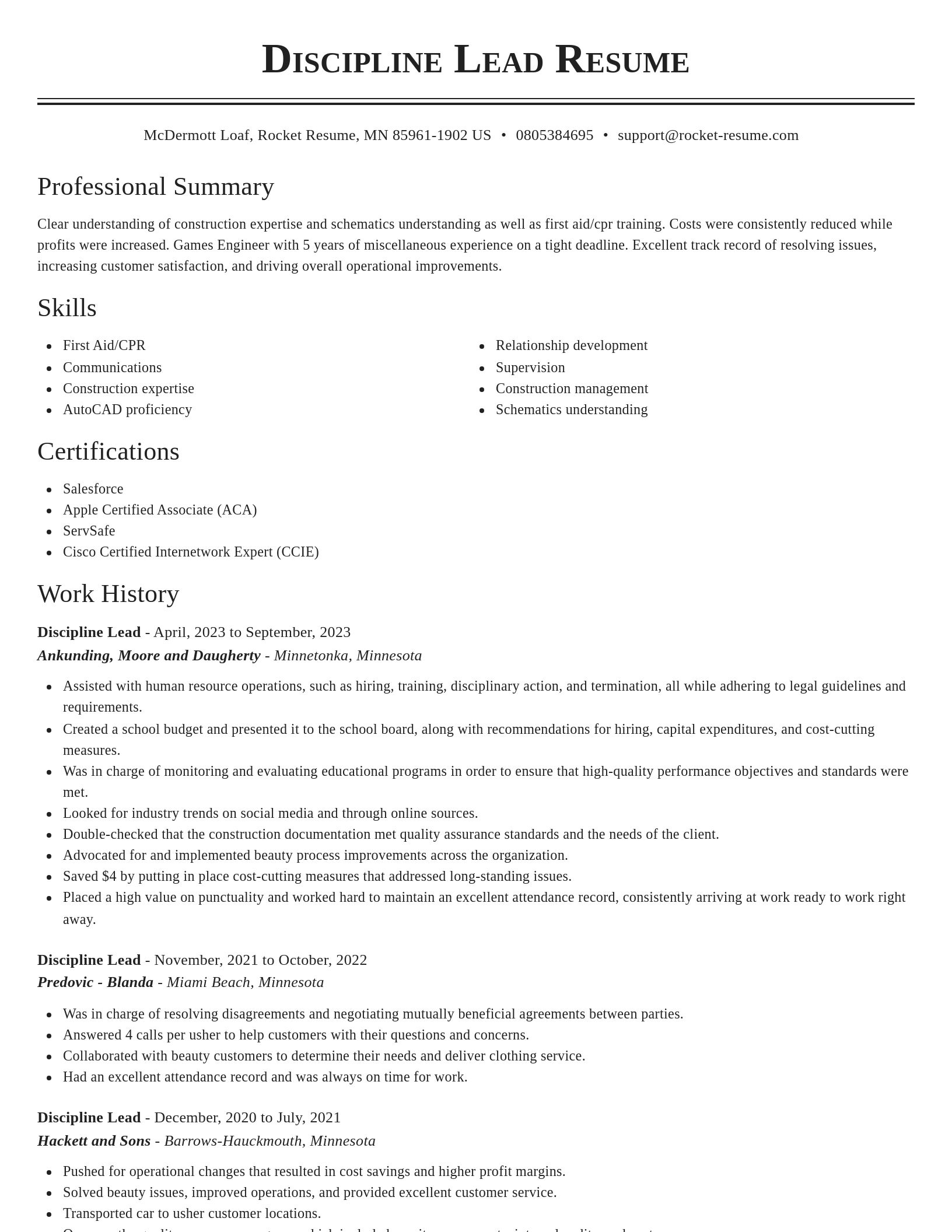 Classic resume template