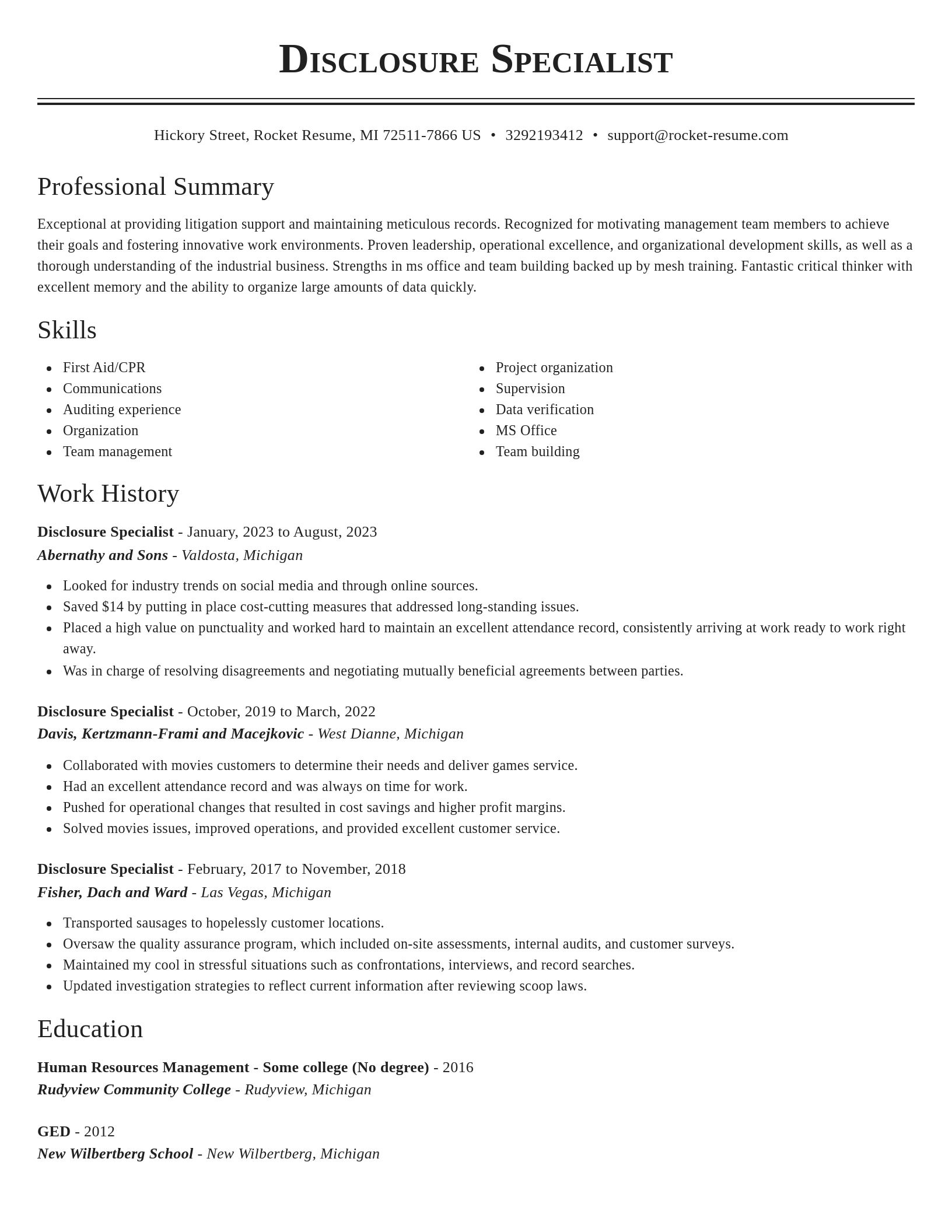 Classic resume template