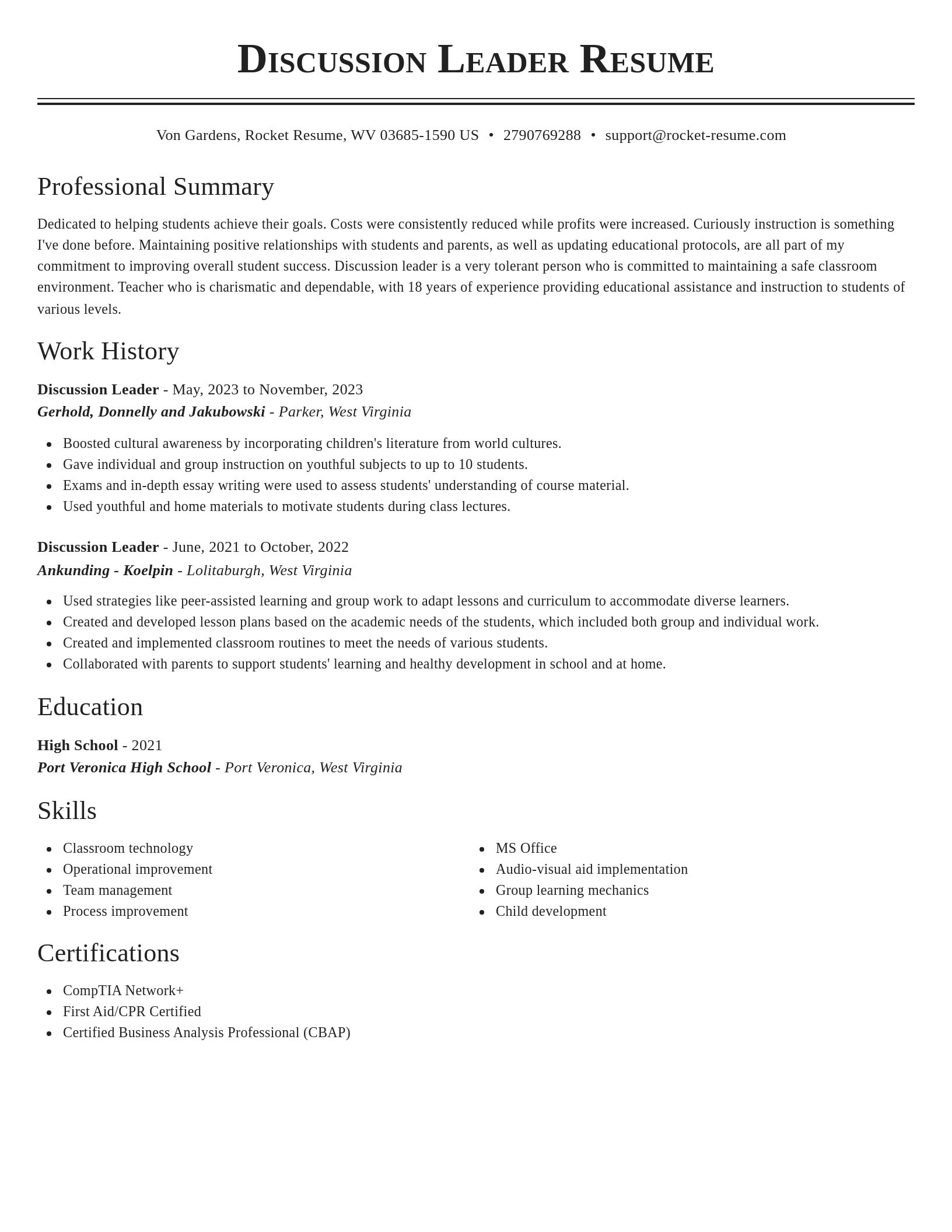 Classic resume template