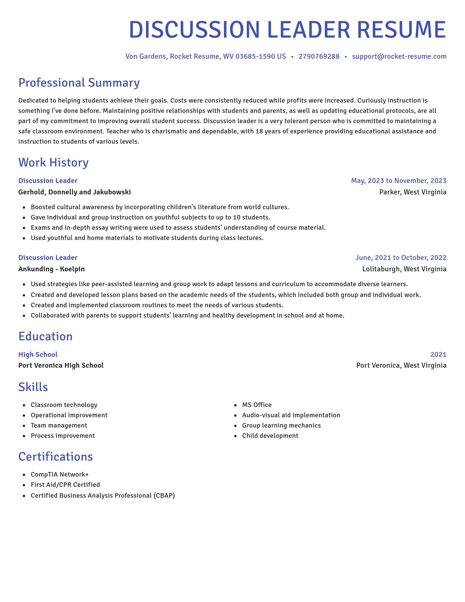 Novel resume template