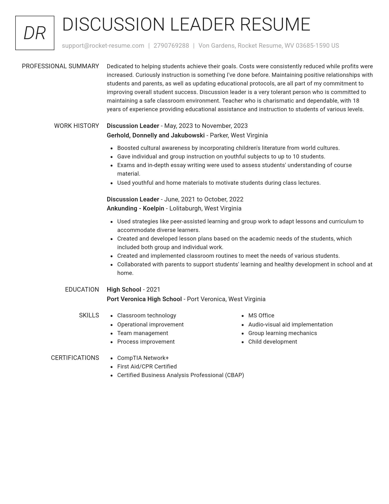 Renowned resume template