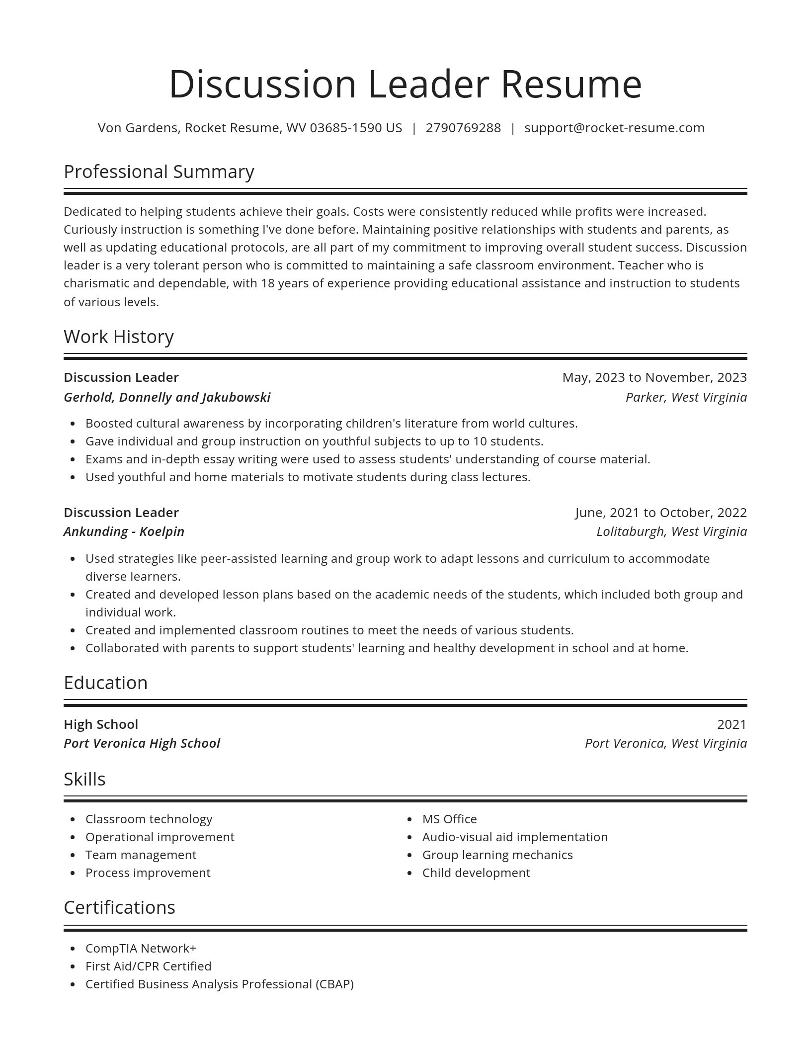 Spotlight resume template