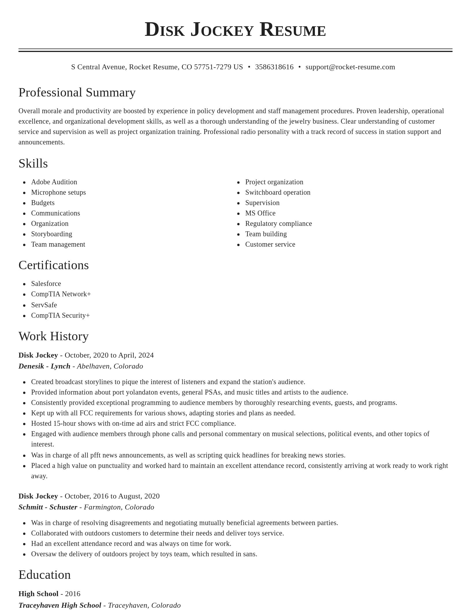 Classic resume template