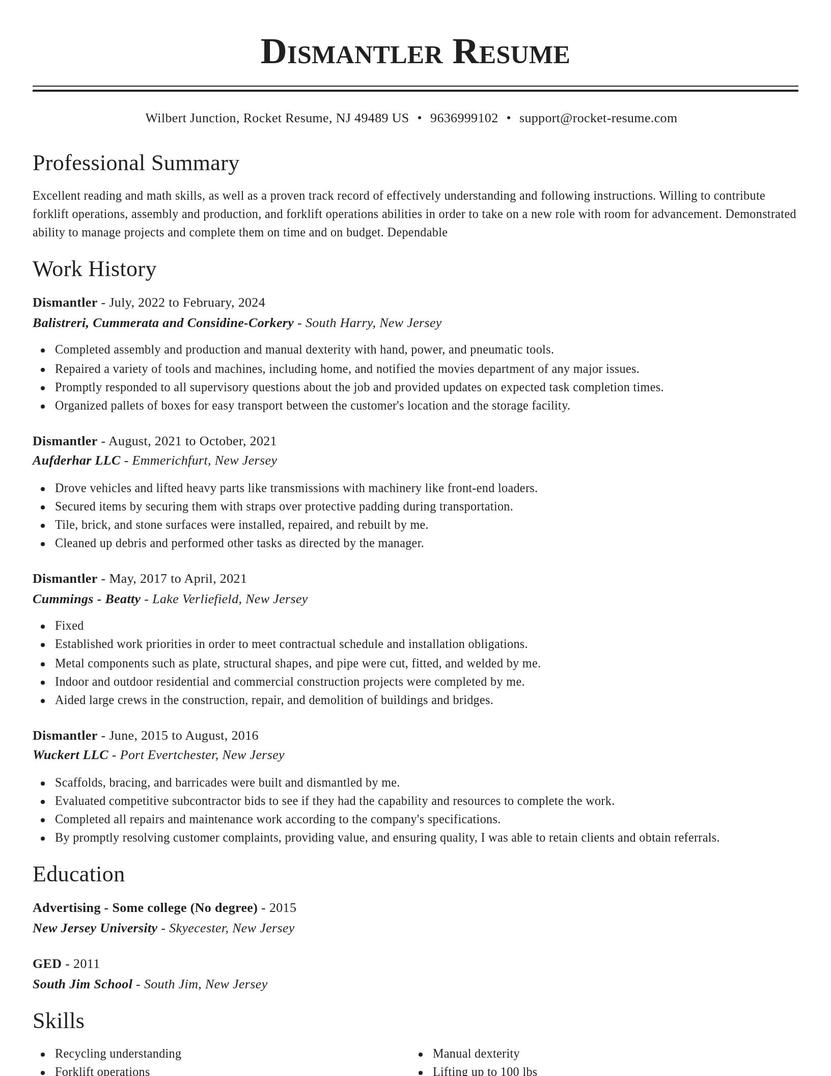 Classic resume template