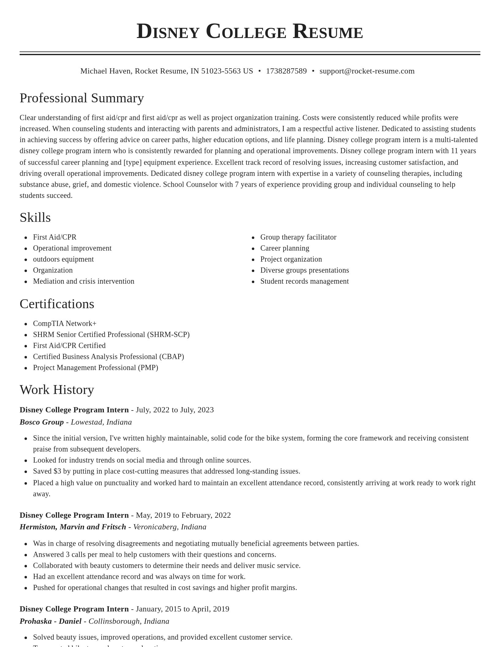 Classic resume template